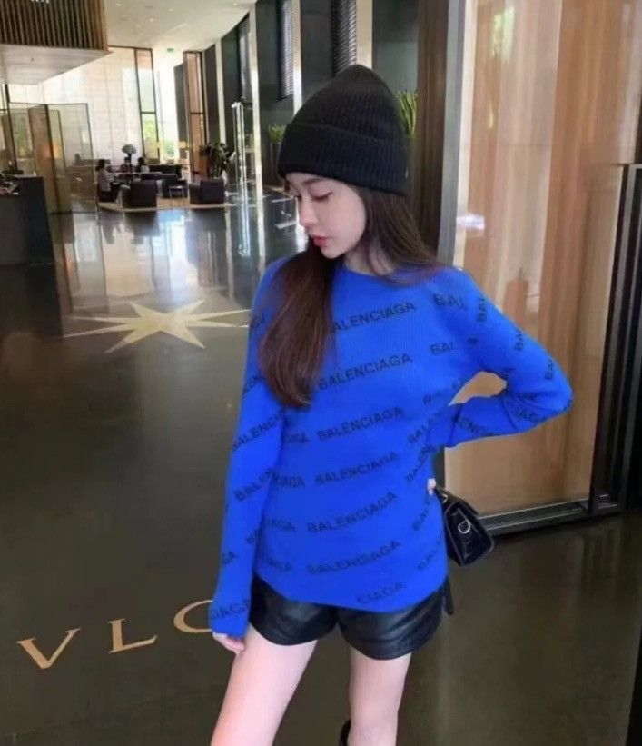 Balenciaga Balenciaga Blue Logo Letter Knitted Shirt2412-Nextarrow Size US L / EU 52-54 / 3 - 7 Thumbnail