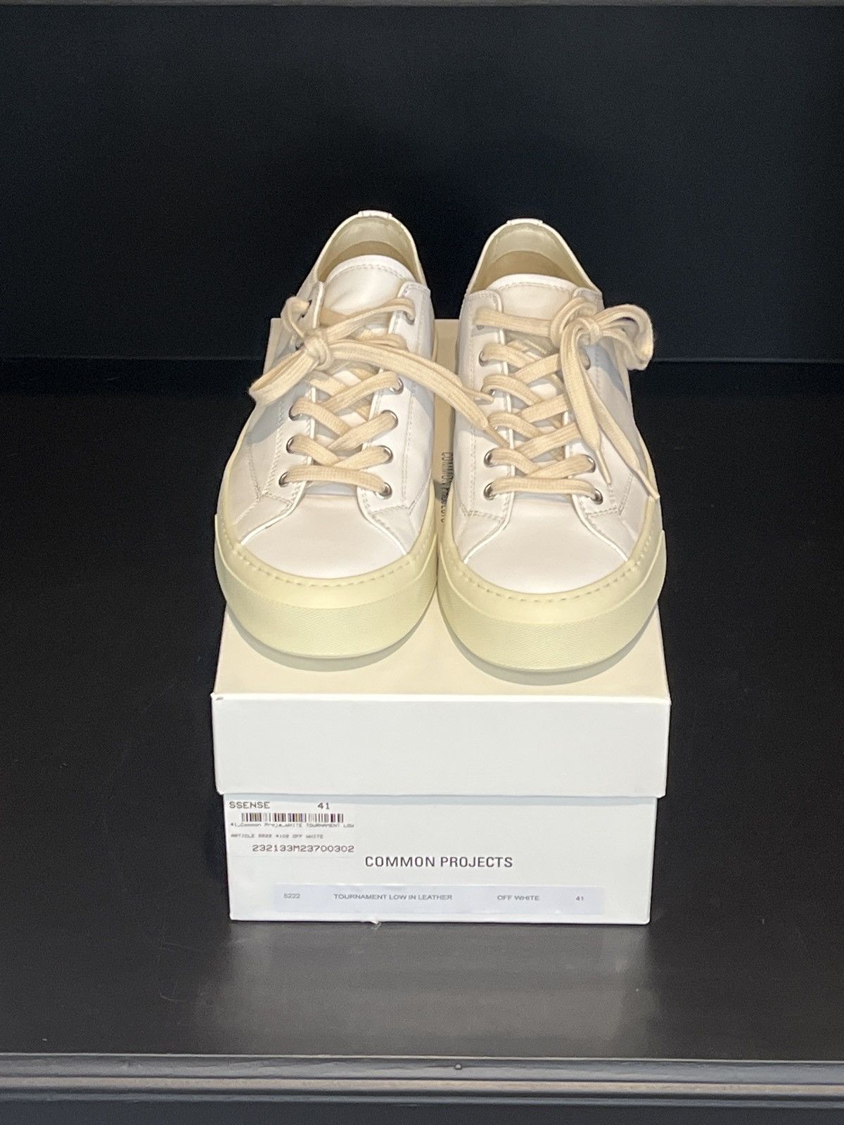 image of Common Projects Tournament Low In Leather Shoes in White, Men's (Size 8)