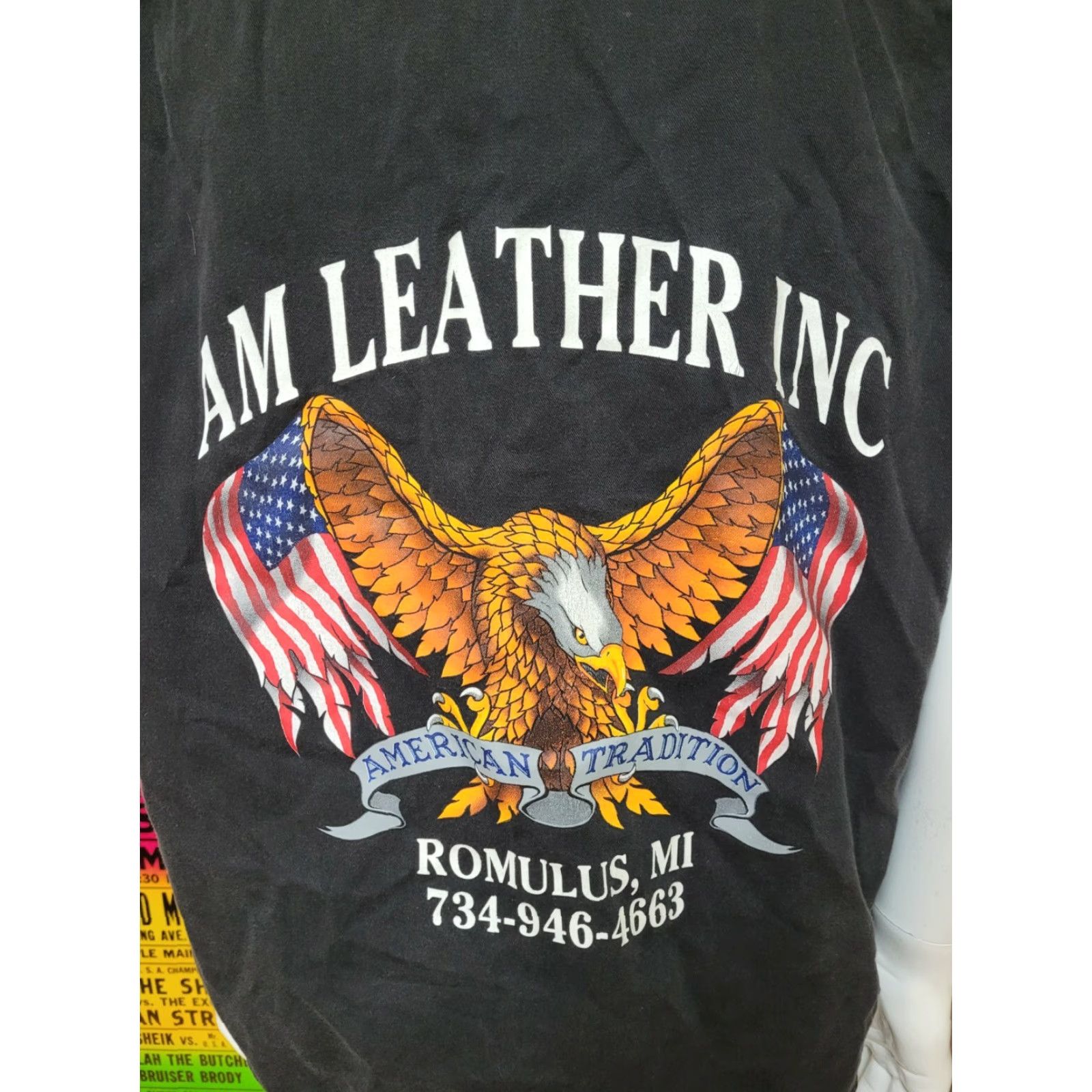 Vintage Lightning Clothing AM Leather Romulus MI Button-Down Sleeveless Shirt Black Large Mens Denim 100% Cotton Motorcycles Button-Up Shirt Size US L / EU 52-54 / 3 - 4 Thumbnail