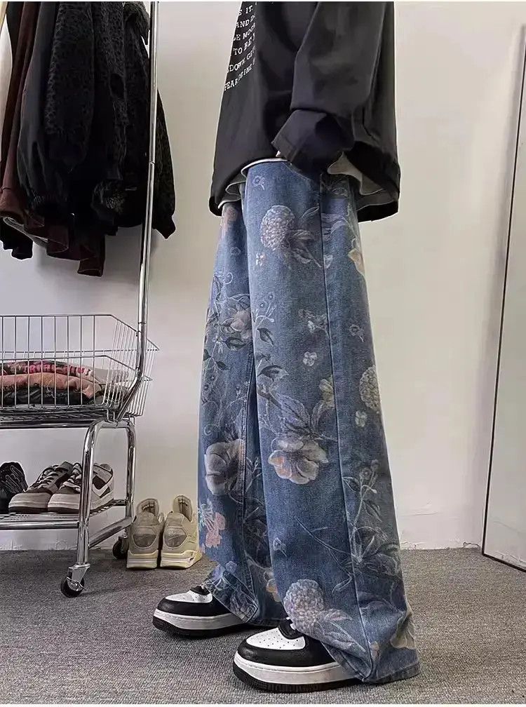 Japanese Brand Retro straight leg casual jacquard jeans Size US 32 / EU 48 - 4 Thumbnail