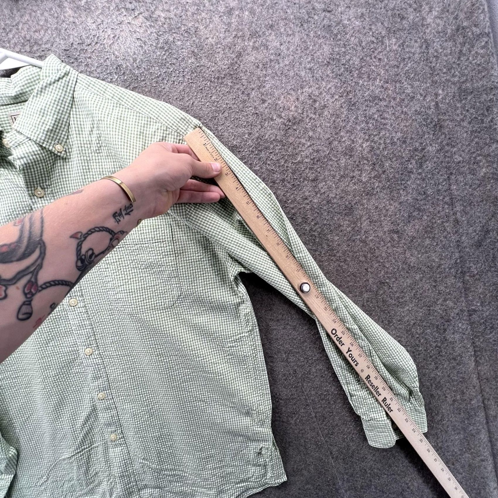 Vintage L.L. Bean Shirt Mens Medium Green Check Long Sleeve Button Front Casual Woven Size US M / EU 48-50 / 2 - 2 Thumbnail