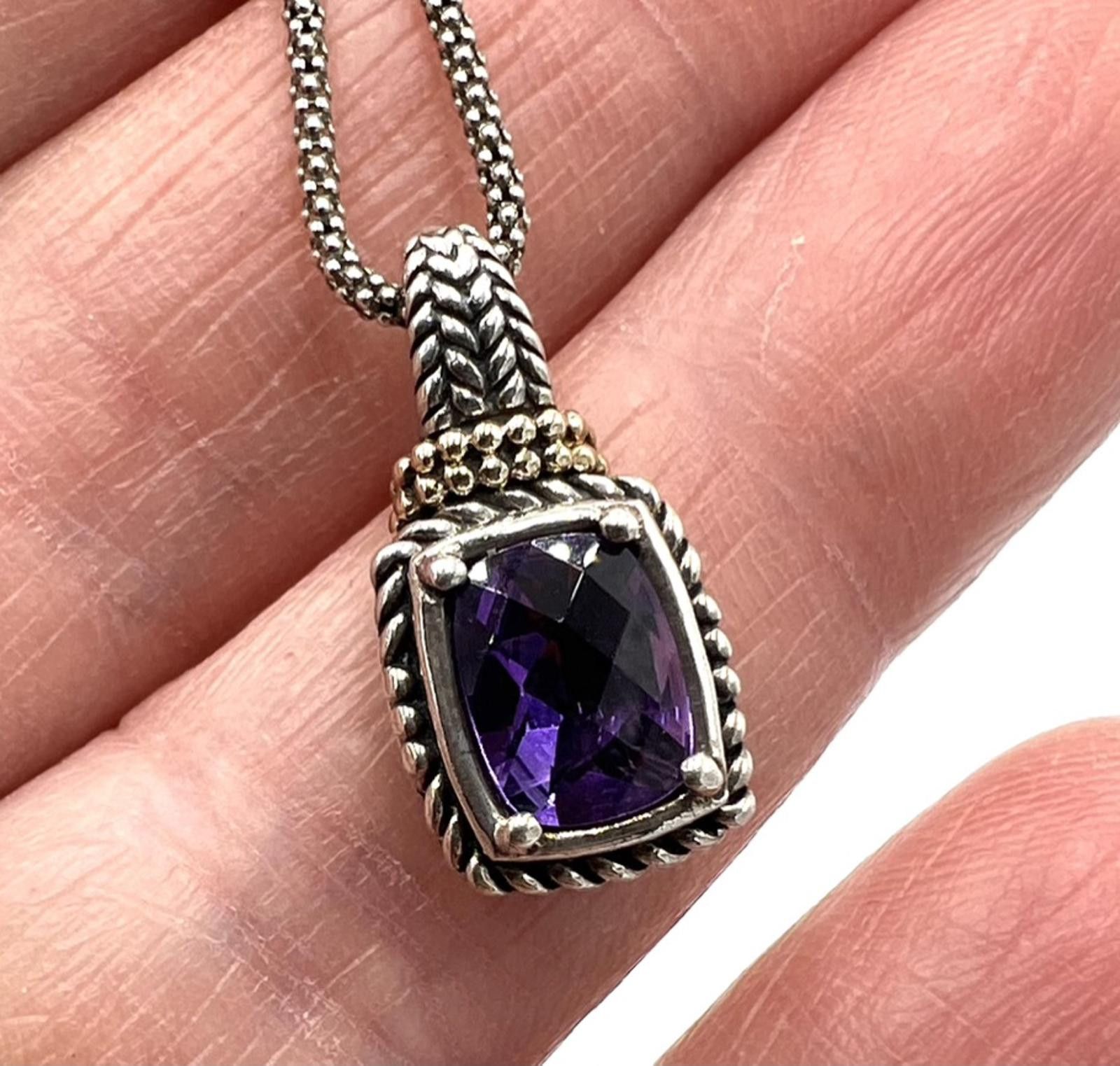 Other Sterling Silver & 14K Amethyst Cushion Earring & Necklace Size ONE SIZE - 4 Thumbnail