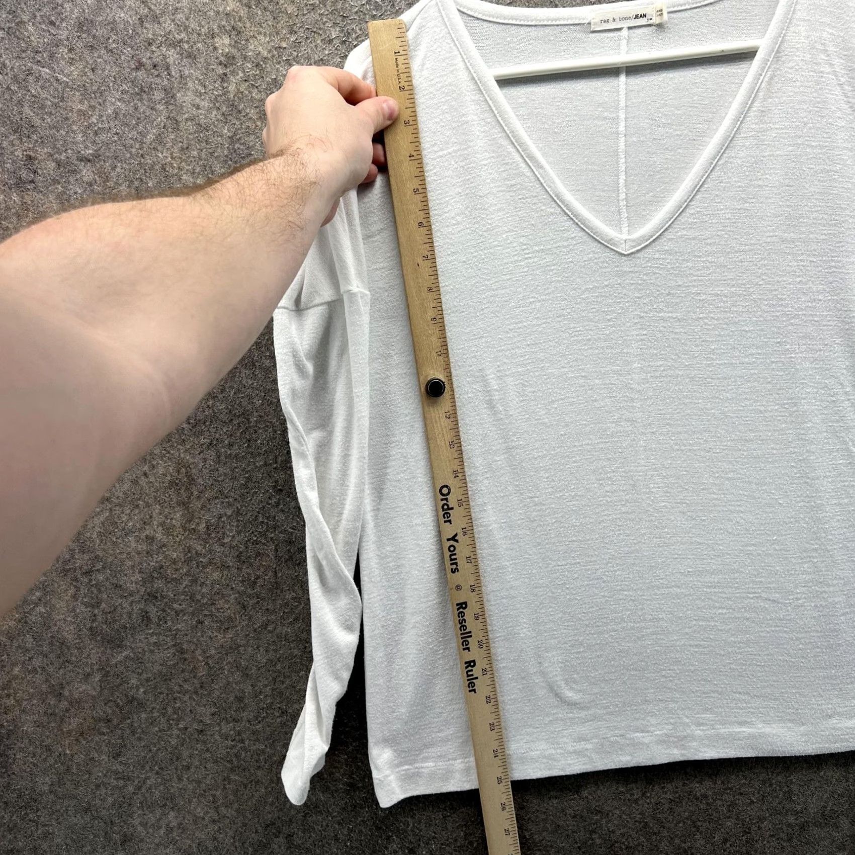 Vintage Rag & Bone/JEAN Shirt Womens Small White V-Neck Long Sleeve Jersey Stretch Top Size S / US 4 / IT 40 - 4 Thumbnail