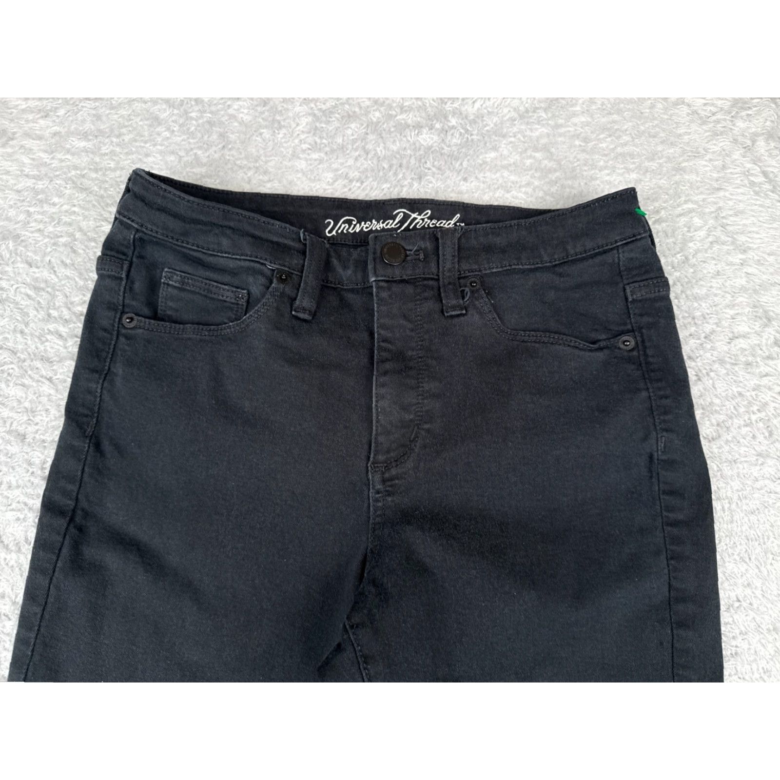 Vintage Universal Thread Jeans Womens Highest Rise Skinny Black Denim Cotton 27x26 6 Size 28" / US 6 / IT 42 - 4 Thumbnail