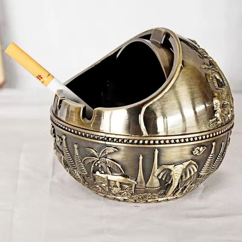Other Metal Cover Pattern Zinc Alloy Cigarette Ashtray Size ONE SIZE - 4 Thumbnail