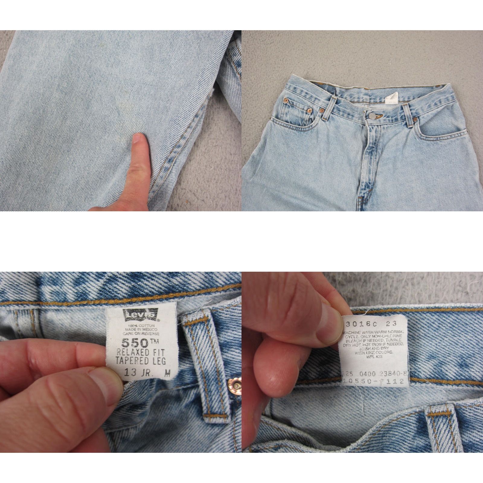Levi's VINTAGE Levi's 550 Jeans Teens W29 L29 13 JR Blue Tapered Relaxed Fit Denim 90s Jeans Mens Womens Boys Girls Size US 29 - 8 Thumbnail