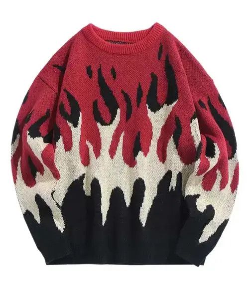 Japanese Brand × Vintage Sweater for Men Fire Flame Graphic Size US M / EU 48-50 / 2 - 2 Thumbnail