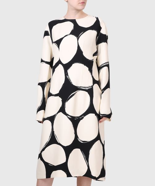 Marni o1y1025 Midi Dress in Ivory/Black Size S / US 4 / IT 40 - 1 Thumbnail
