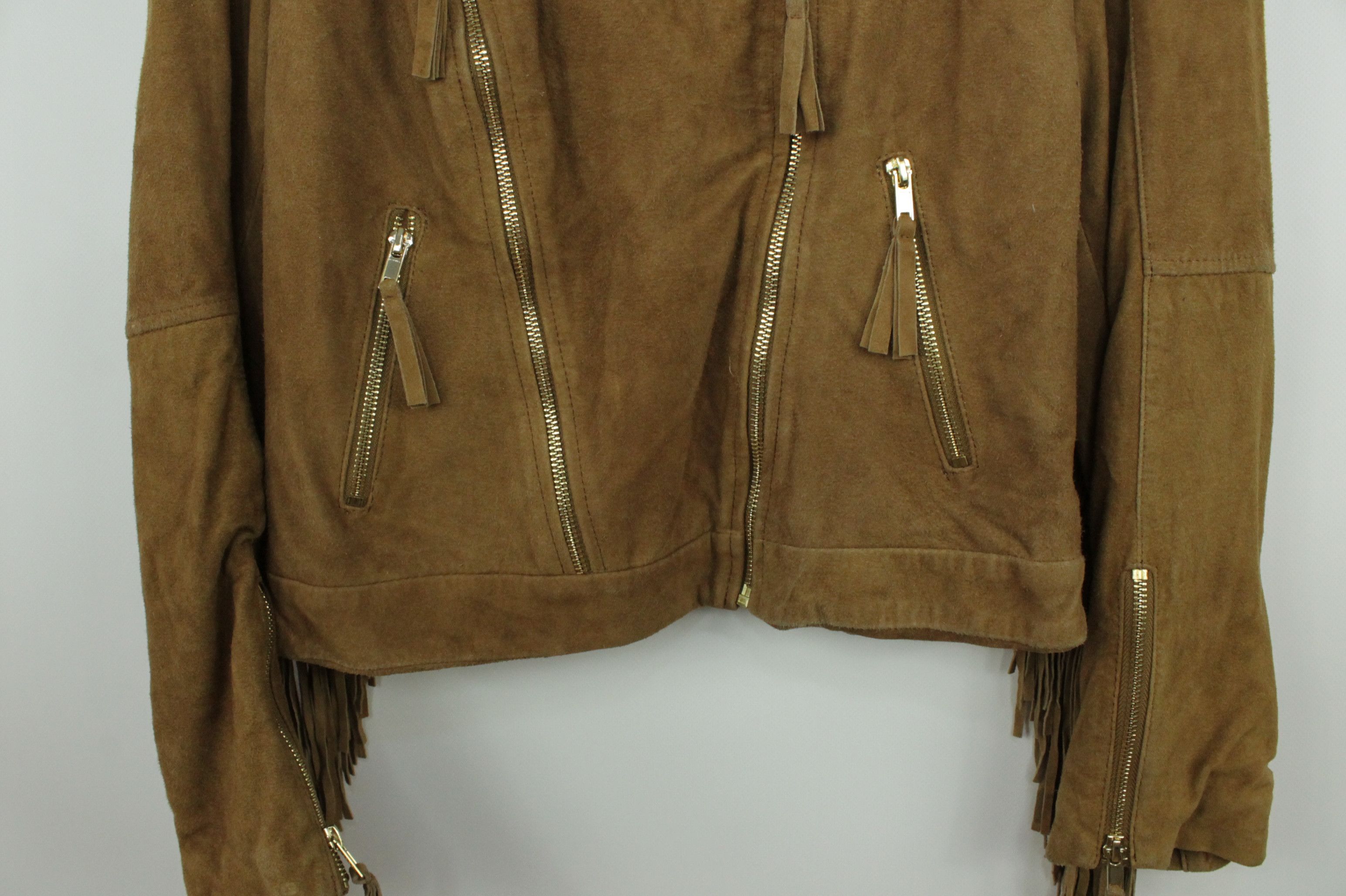 Gestuz Gestuz Fringe Biker Brown Goat Suede Women's Jacket Size XS / US 0-2 / IT 36-38 - 5 Thumbnail