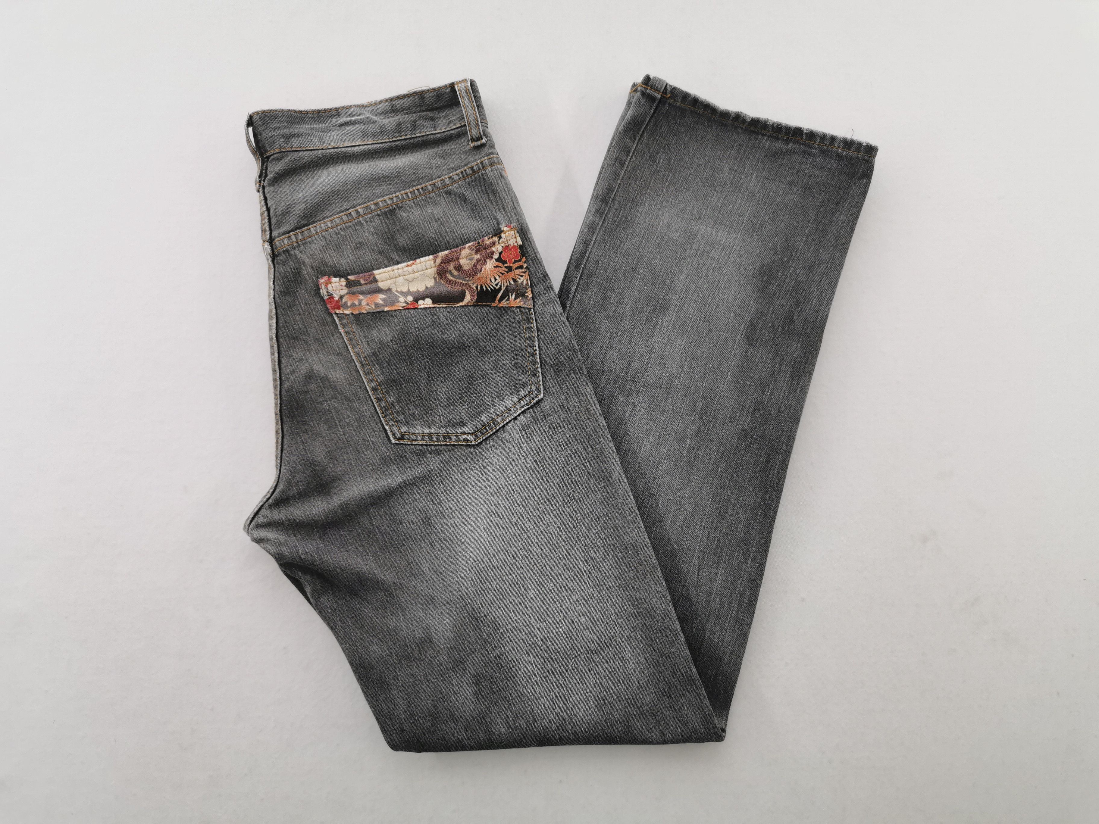 Japanese Brand Distressed Vintage Memory Special Embroidery Dragon Denim Size US 33 - 4 Thumbnail