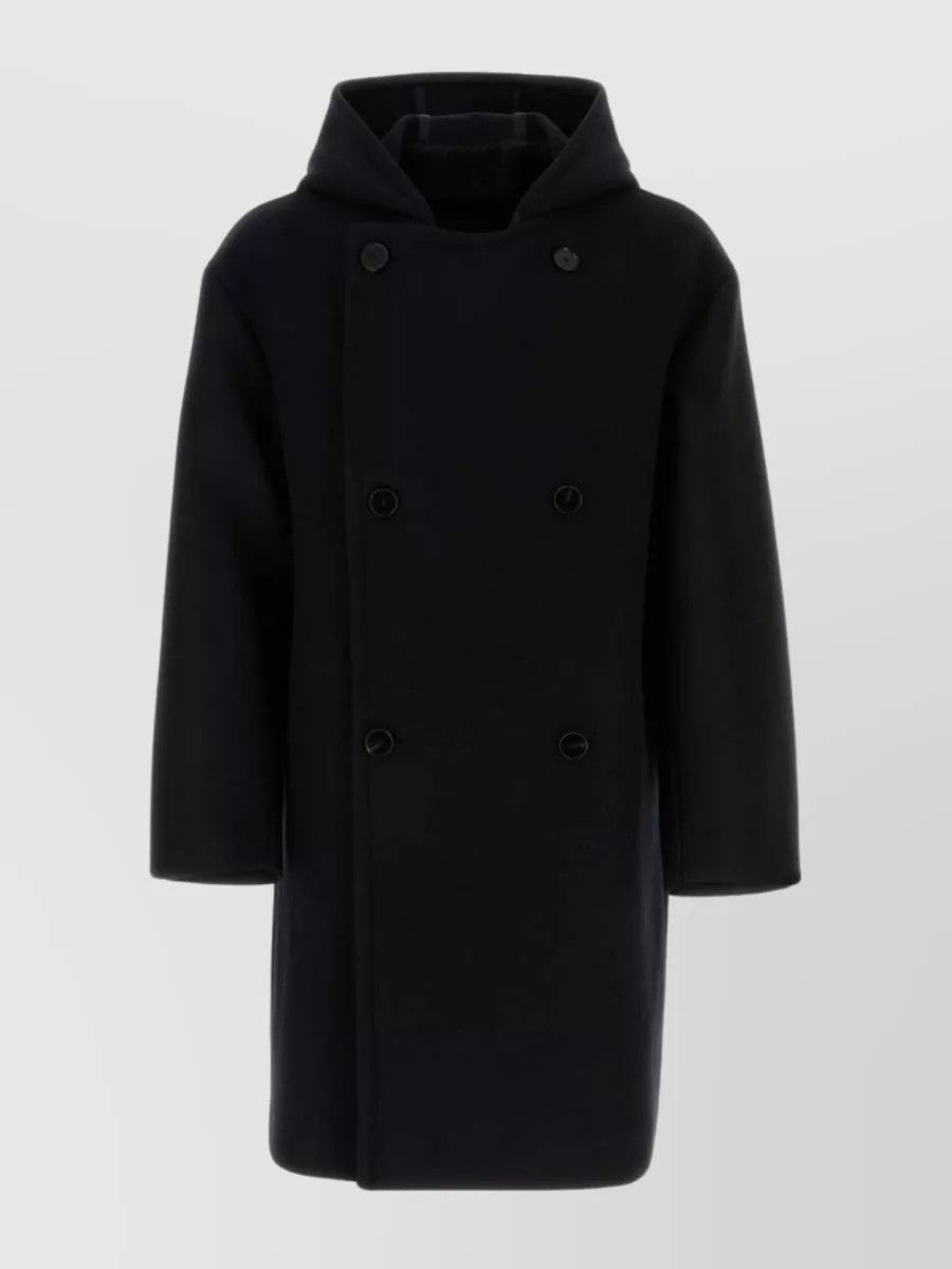 Jil Sander o1loc1c1124 Double Breasted Wool Coat in Black Size US XL / EU 56 / 4 - 1 Thumbnail