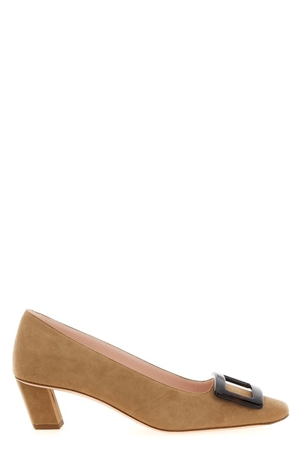 ROGER VIVIER Belle Vivier 45mm Beige Suede Pumps New