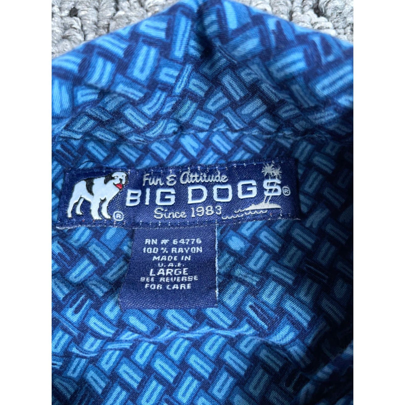 Big Dogs VINTAGE Big Dogs Kahuna Shirt Adult Large Blue Geometric Loop Collar 90s Hawaiian Mens Large (US Made) Size US L / EU 52-54 / 3 - 3 Thumbnail