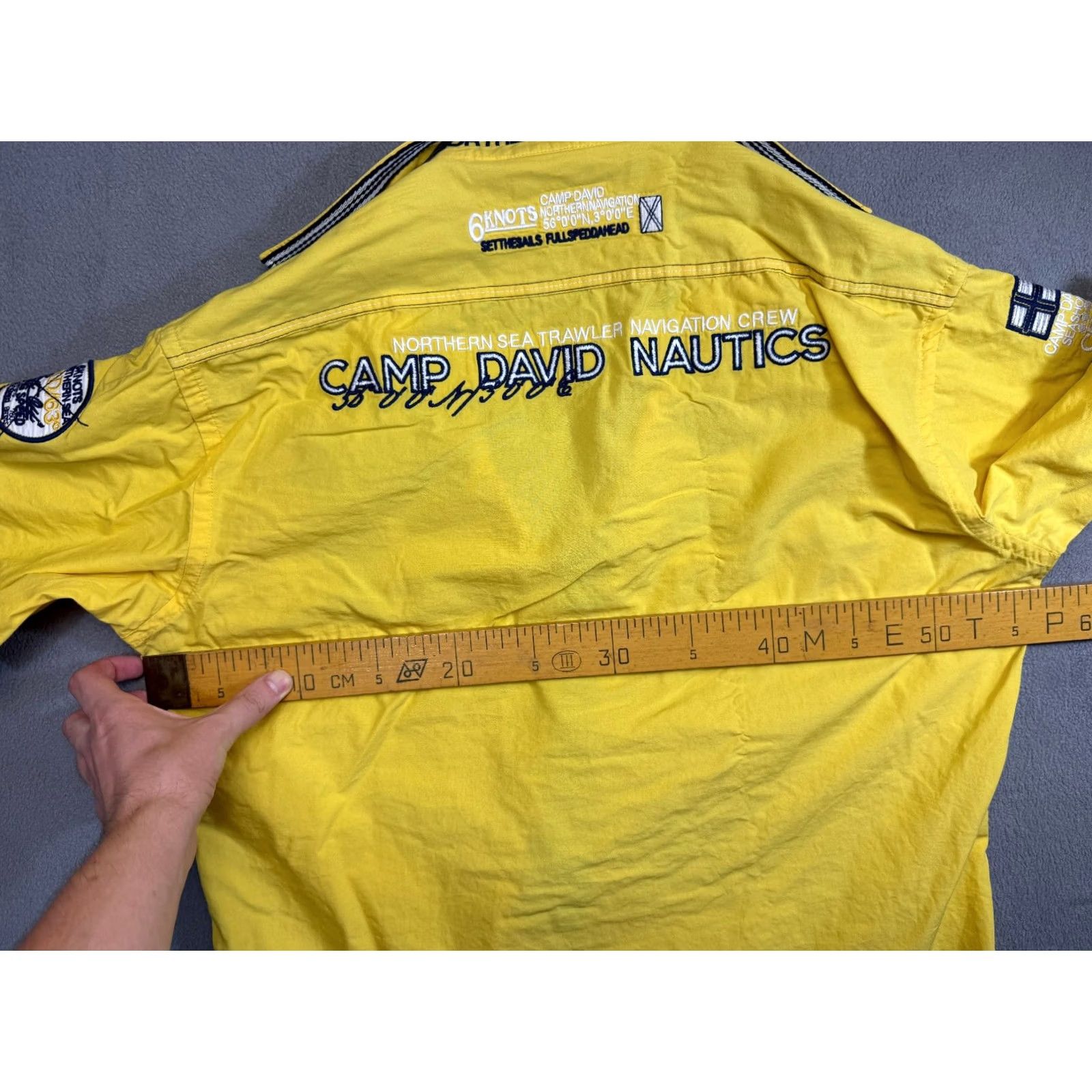 Vintage Camp David Shirt Mens XL Yellow Nautical Short Sleeve Casual Summer Size US XL / EU 56 / 4 - 2 Thumbnail