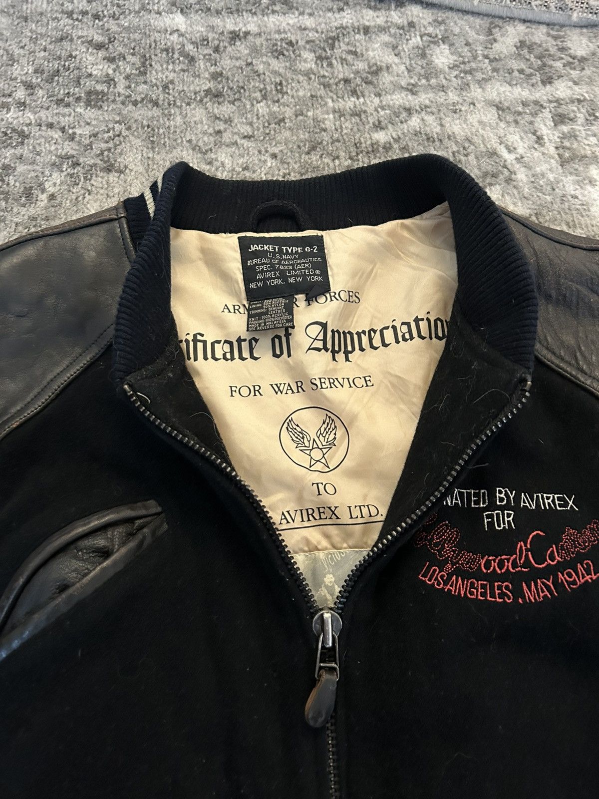 Avirex Avirex Vintage 1989 G2 USA Navy Wool Leather Jacket Size US L / EU 52-54 / 3 - 3 Thumbnail