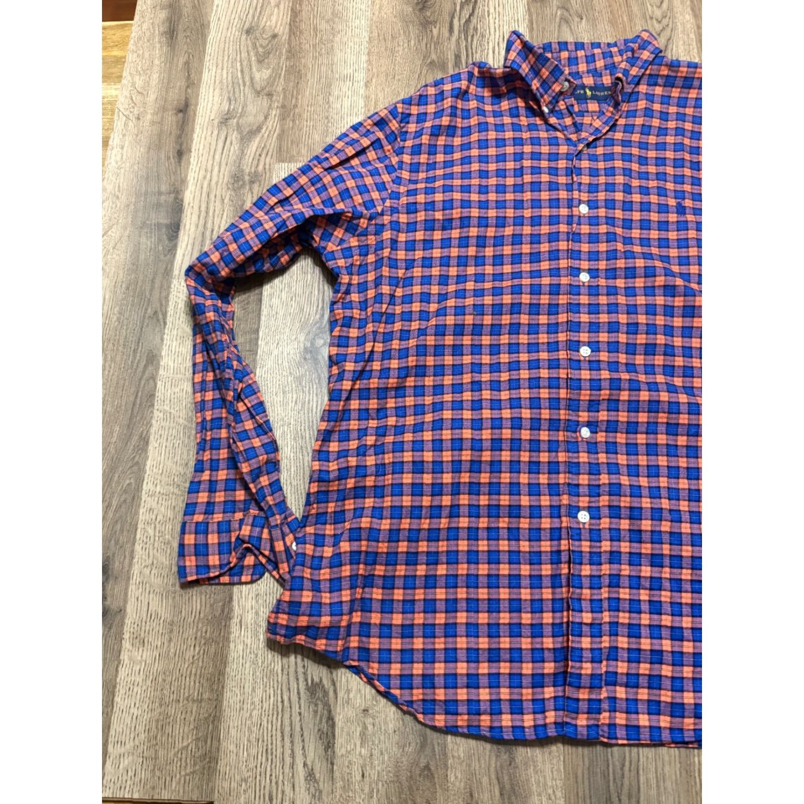 Ralph Lauren Ralph Lauren Shirt Men's Large Red Orange Purple Plaid Long Sleeve Button-Up Size US L / EU 52-54 / 3 - 3 Thumbnail