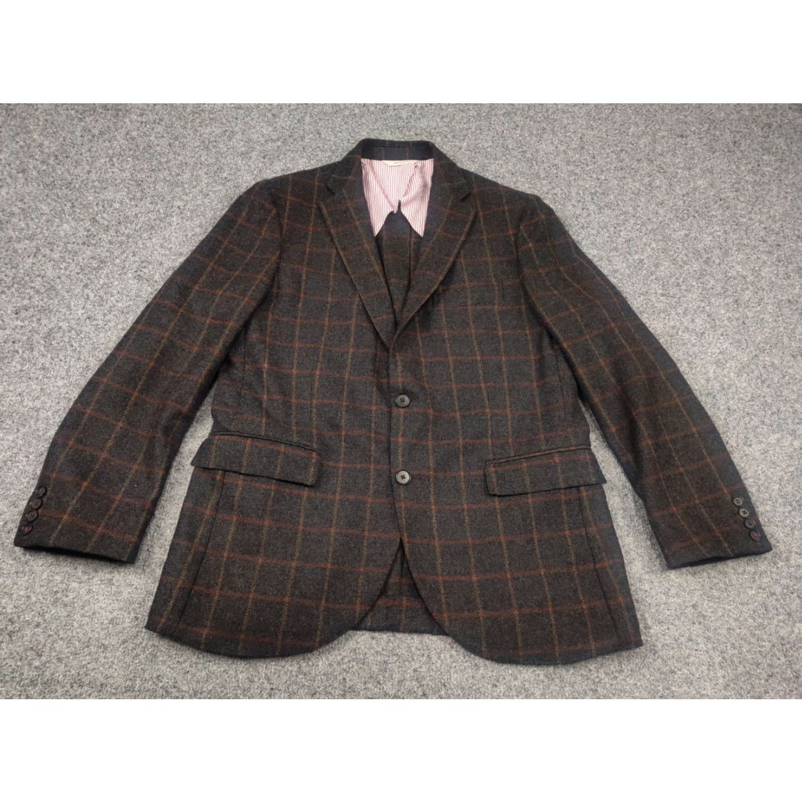 Brooks Brothers Brooks Brothers Blazer Jacket Men Regular Wool Brown Check 2 Button 2 Piece Vintage No XS LX? Size 42R - 3 Thumbnail