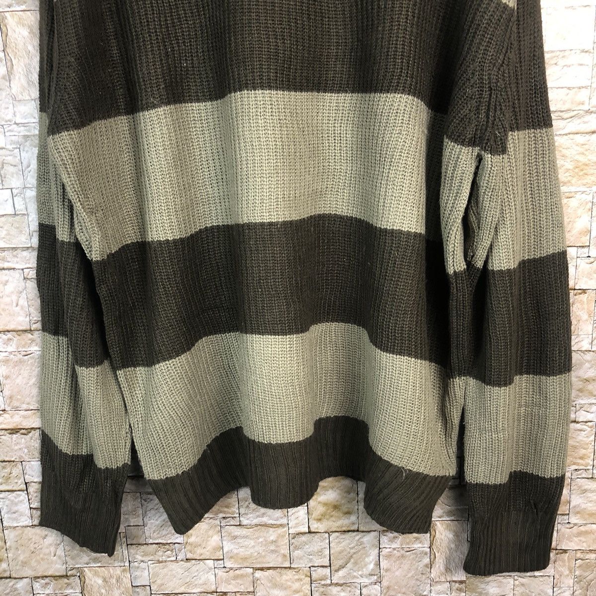 Japanese Brand × Solid and Striped World Smack Basic Stripe prison Brown Sweatshirt #A760 Size US L / EU 52-54 / 3 - 6 Thumbnail