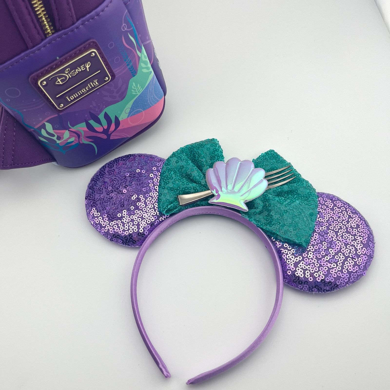 Disney LOUNGEFLY NWT Disney Backpack, Mickey Ears, Little Mermaid Size ONE SIZE - 5 Thumbnail
