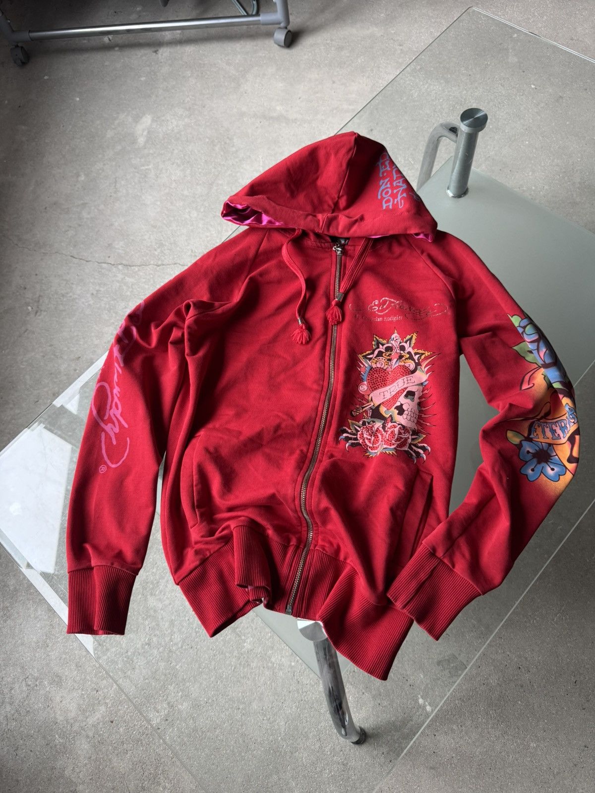 Ed Hardy Vintage Ed Hardy Zip Hoodie Red Size S / US 4 / IT 40 - 8 Thumbnail
