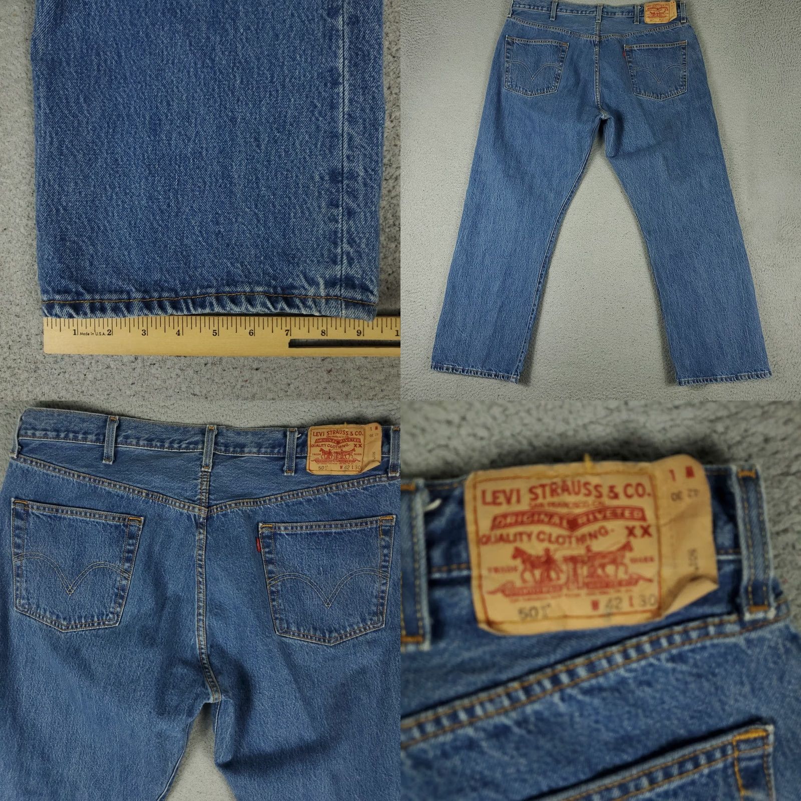 Levi's Levi's 501 Jeans Mens Size 42x30 Blue Button Fly Straight Denim Pants Regular Size US 42 / EU 58 - 8 Thumbnail