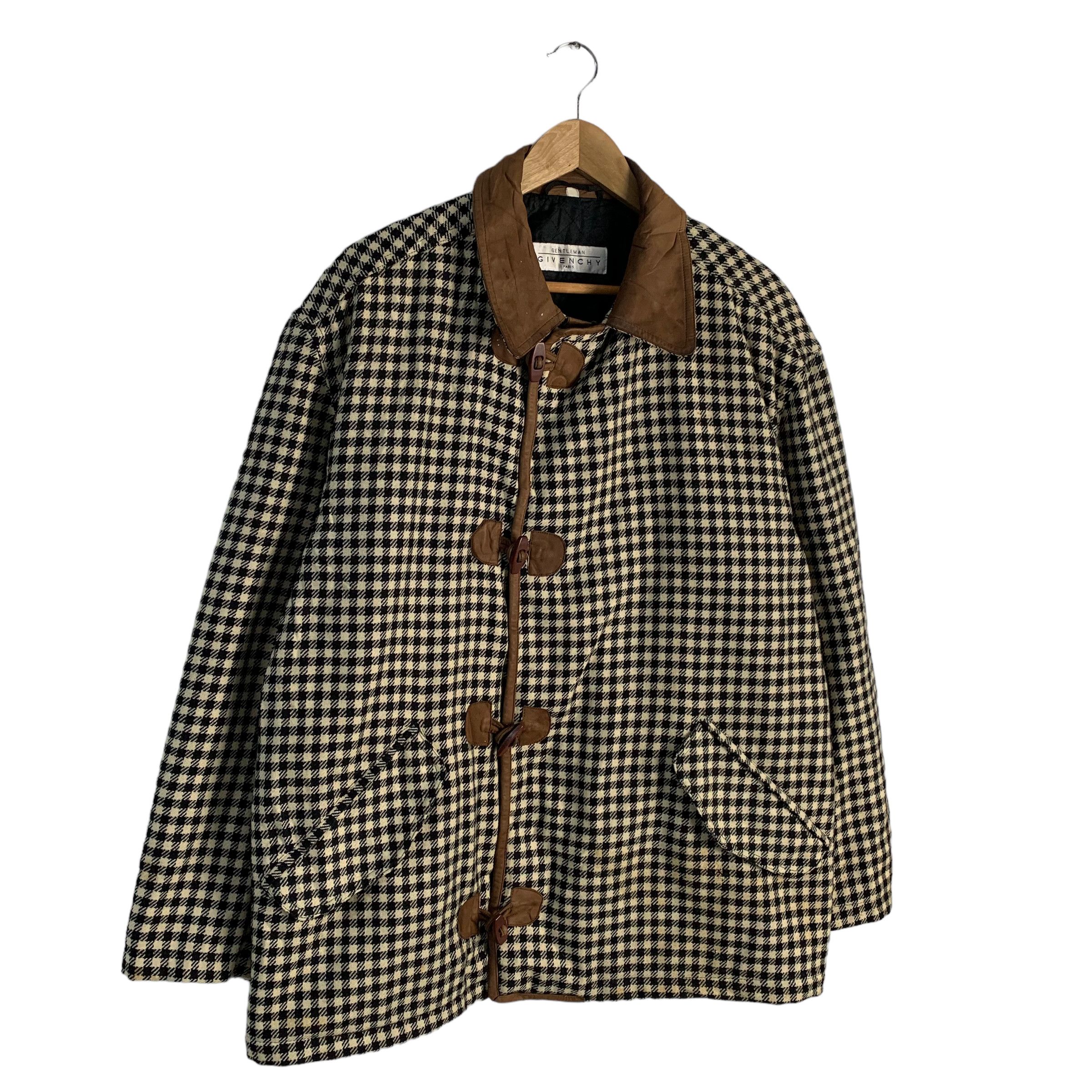 Givenchy Givenchy Gentlemen Houndstooth Wool Leather Jacket Size US M / EU 48-50 / 2 - 3 Thumbnail