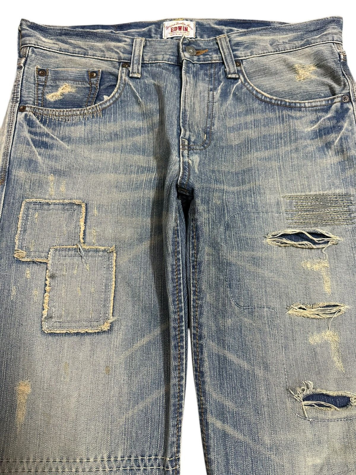 Edwin Edwin XV Exclusive Vintage Faded Wash Distressed Loose Jeans Size US 34 / EU 50 - 3 Thumbnail