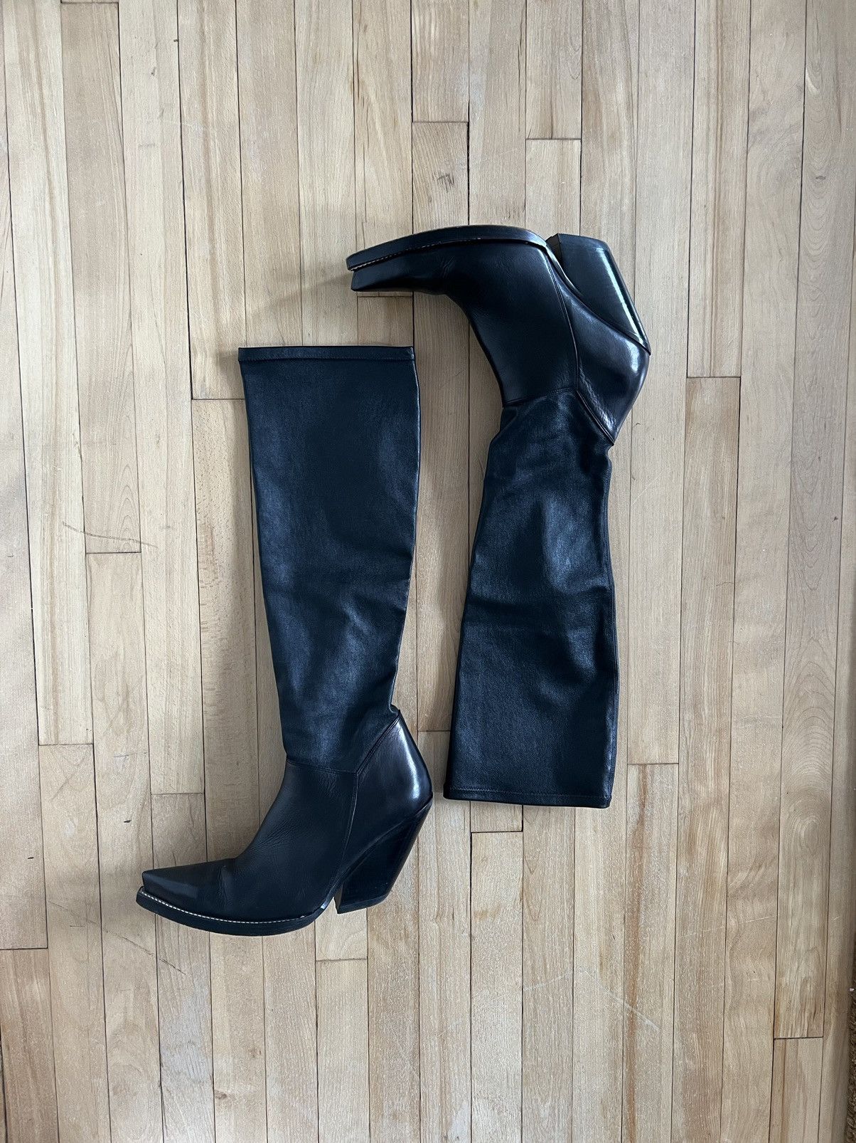 image of Celine Knee High Western Boots in Black, Women's (Size 8.5)