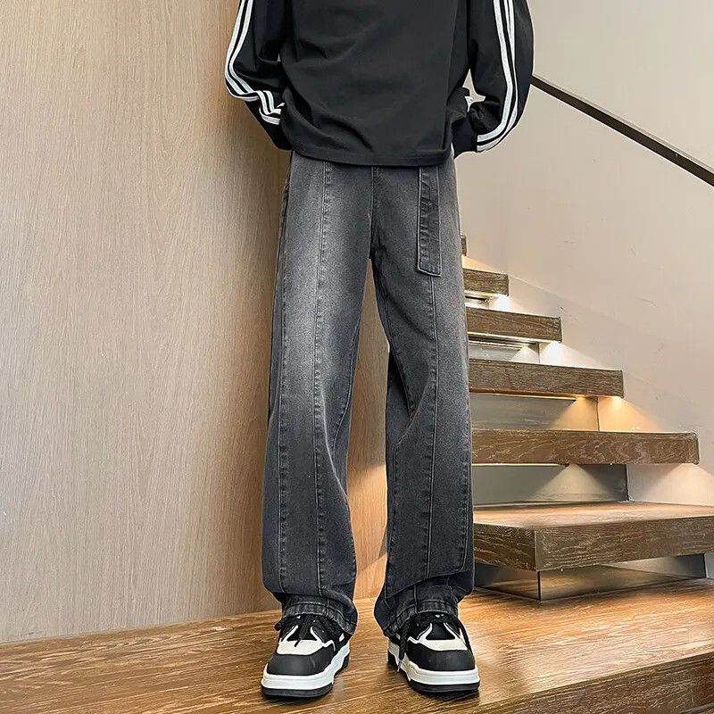 Jean Streetwear Black Patchwork Denim Size US 33 - 1 Thumbnail