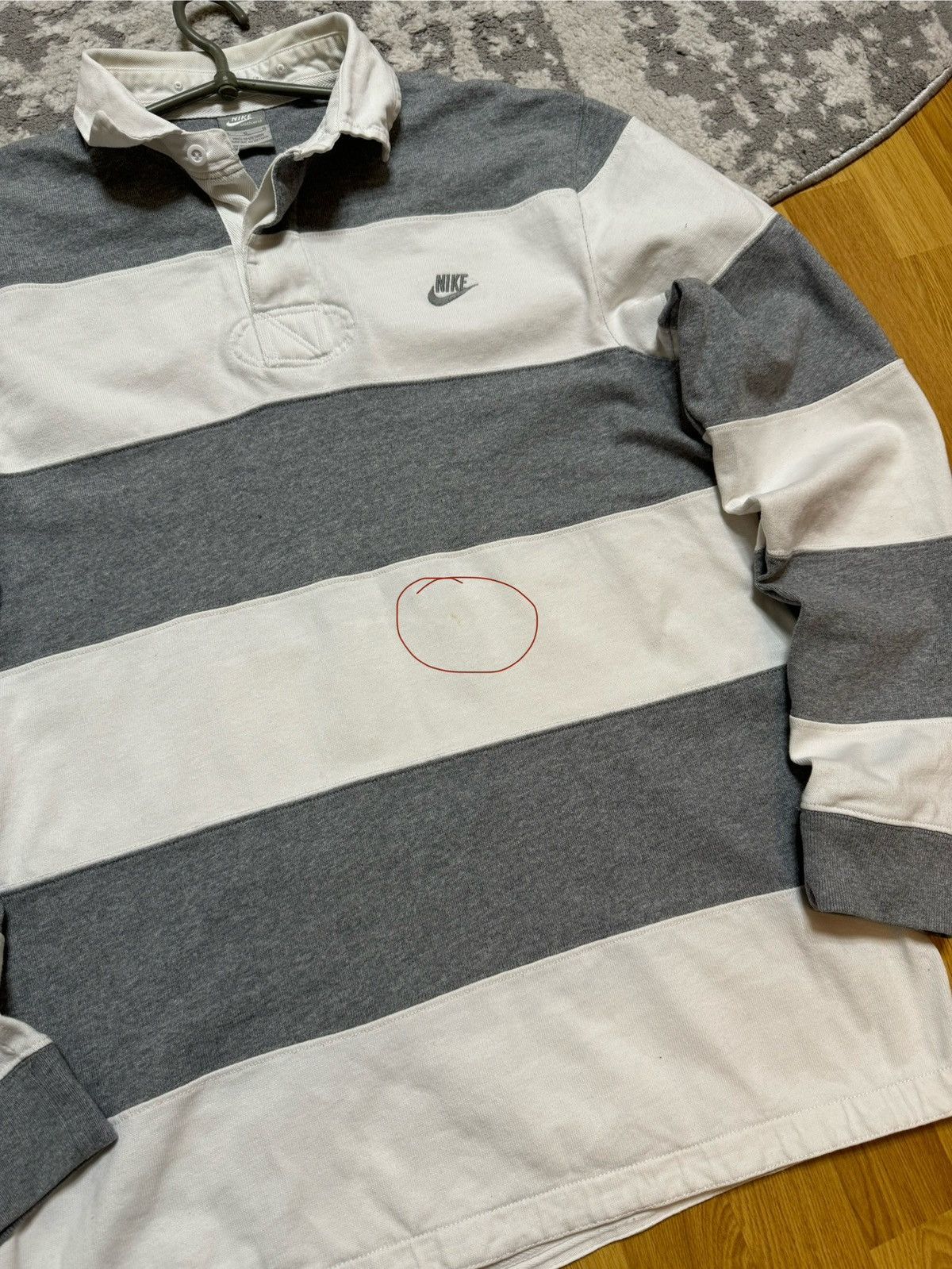 Nike × Vintage Vintage Nike Striped Rugby Shirt Jersey Logo y2k Longsleeve Size US L / EU 52-54 / 3 - 8 Thumbnail
