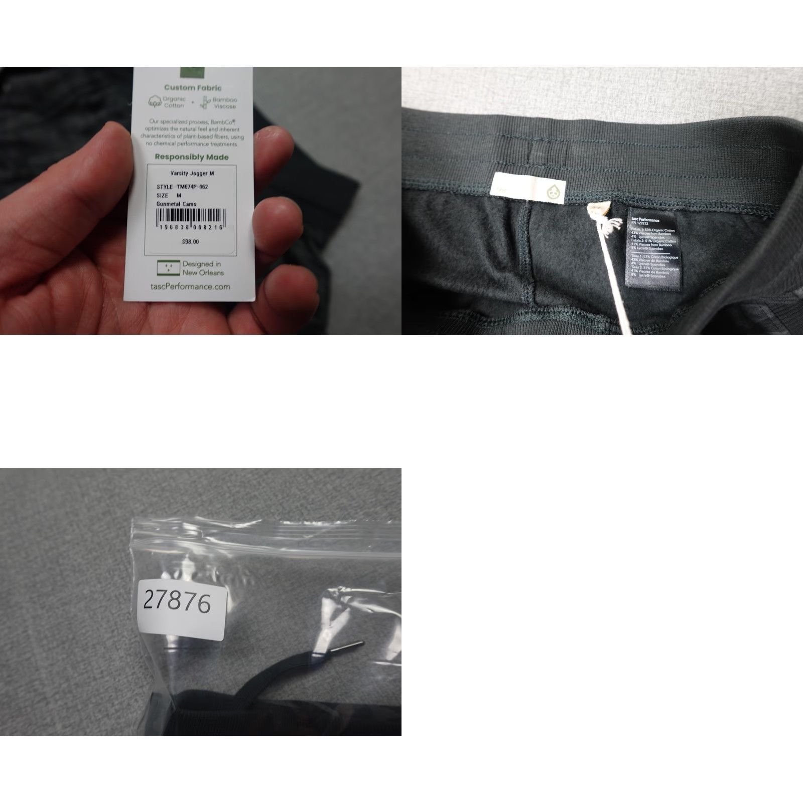 Vintage Tasc Performance Varsity Jogger Pants M Gray Camouflage Fleece Slim Pocket Drawstring Inseam 29 in Men’s Size US 31 - 8 Thumbnail