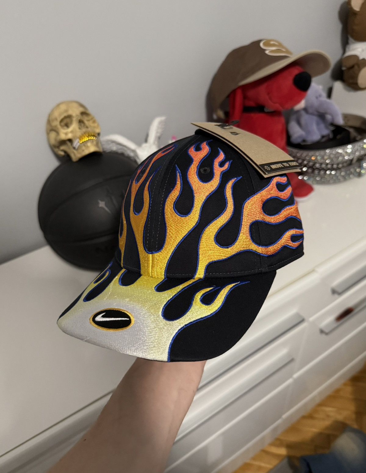 Nike × Streetwear × Vintage Nike OG Flame Club Cap Black TN