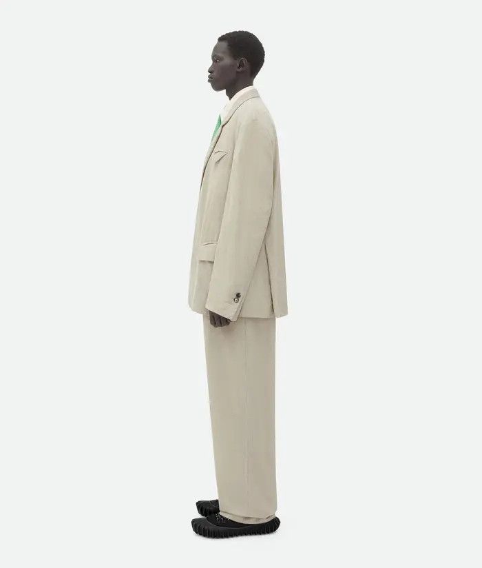 Bottega Veneta o1s1rm0326 Mouline Wool Silk Jacket in Cream Size US L / EU 52-54 / 3 - 2 Thumbnail
