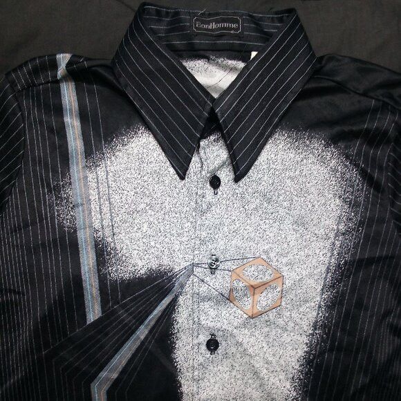 Vintage Vintage Bonhomme MCM Abstract Geometric Stripes Disco Shirt Size US L / EU 52-54 / 3 - 1 Thumbnail