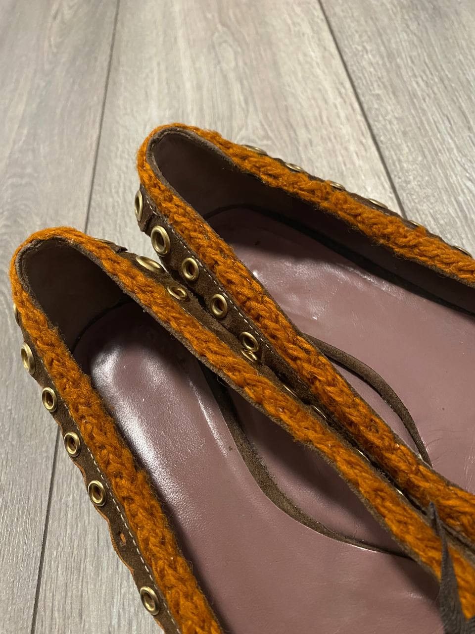 Miu Miu Vintage Miu Miu Suede Loafers Brown Orange Knit Flat Size US 9 / IT 39 - 8 Thumbnail