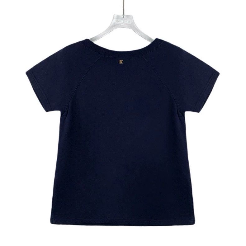Chanel Chanel Dark blue laurel branch double C cotton round-neck Size S / US 4 / IT 40 - 2 Thumbnail
