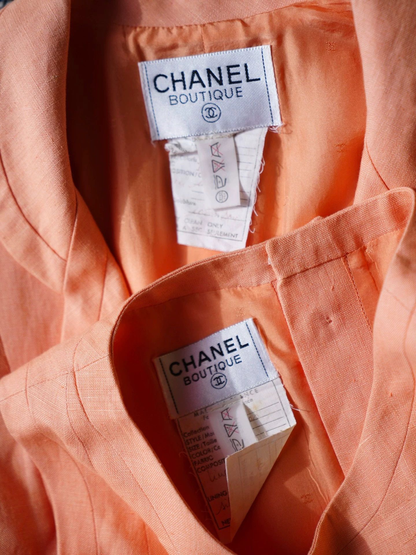 Chanel Chanel Vintage Peach Linen Suit Dress Set FR38 (M) Size S / US 4 / IT 40 - 4 Thumbnail