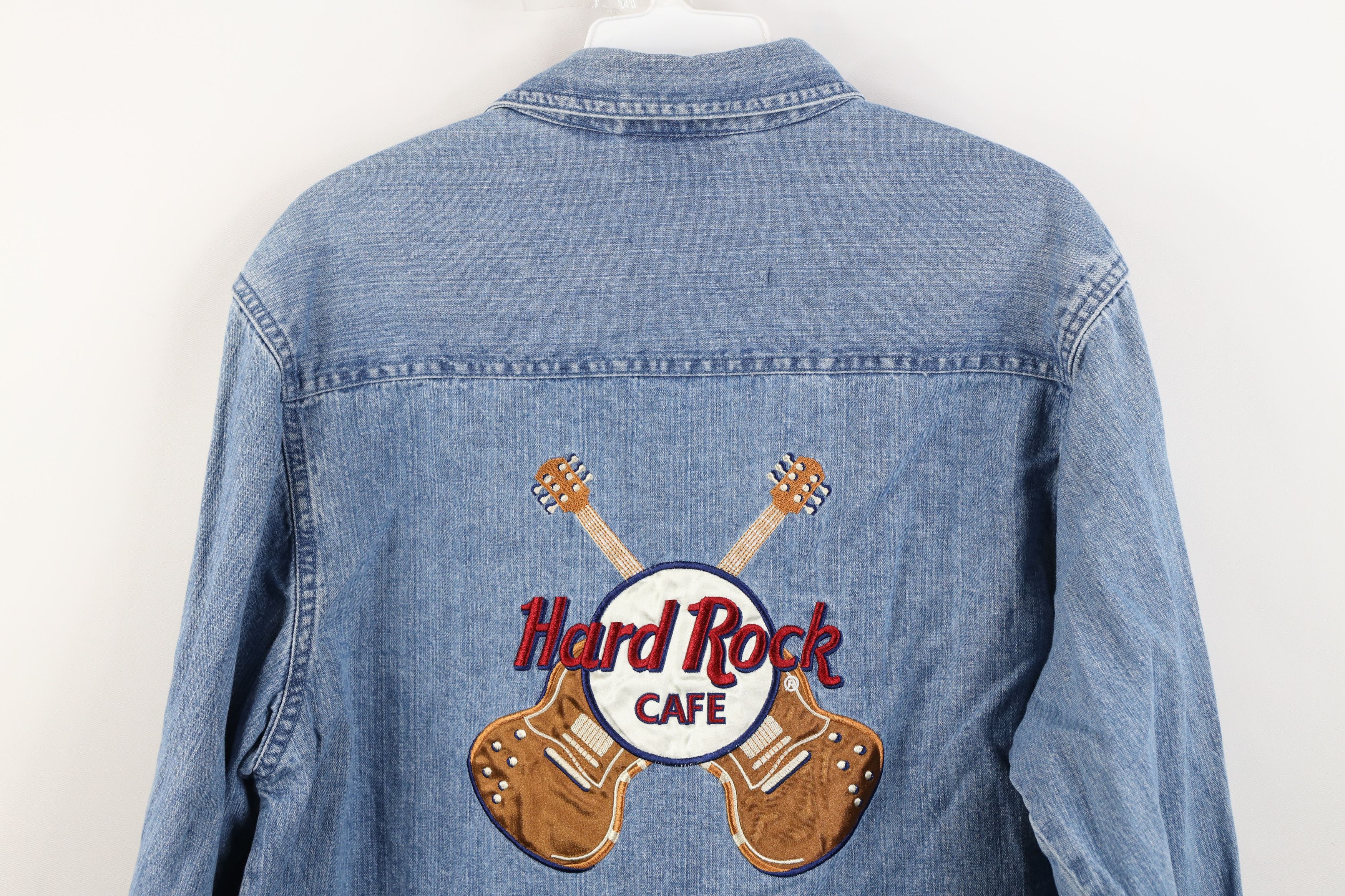 Hard Rock Cafe Vintage 90s Hard Rock Cafe Nashville Denim Button Down Shirt Size L / US 10 / IT 46 - 12 Thumbnail