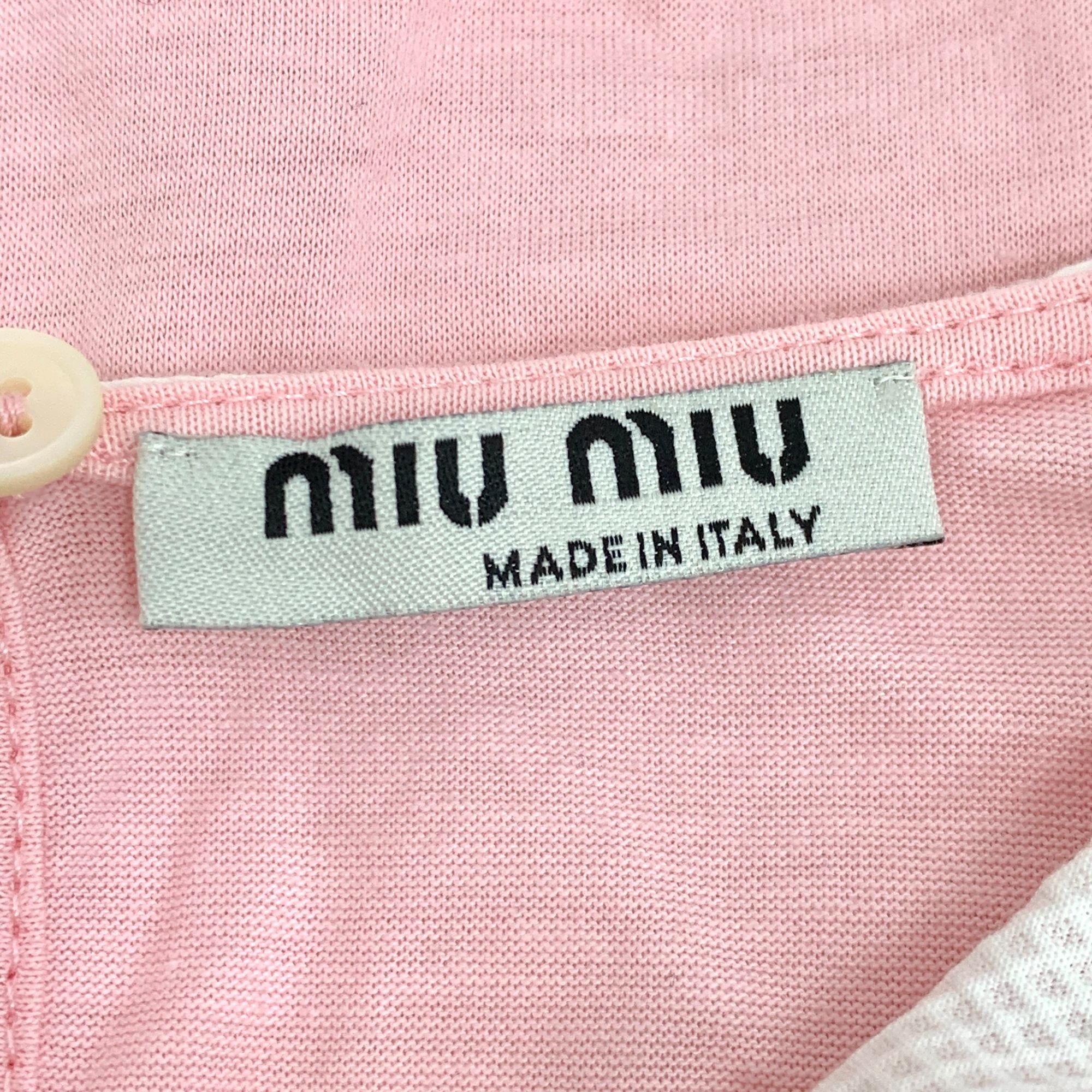 Miu Miu MIU MIU Pink Cotton T-Shirt With White Peter Pan Collar & Bl Size M / US 6-8 / IT 42-44 - 2 Thumbnail