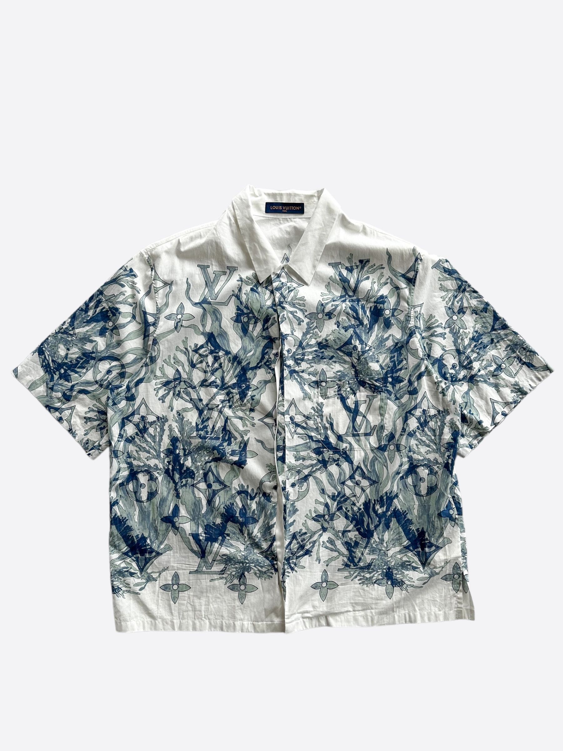 Louis Vuitton Louis Vuitton Blue & White Monogram Button Up Shirt Size US XXL / EU 58 / 5 - 1 Thumbnail