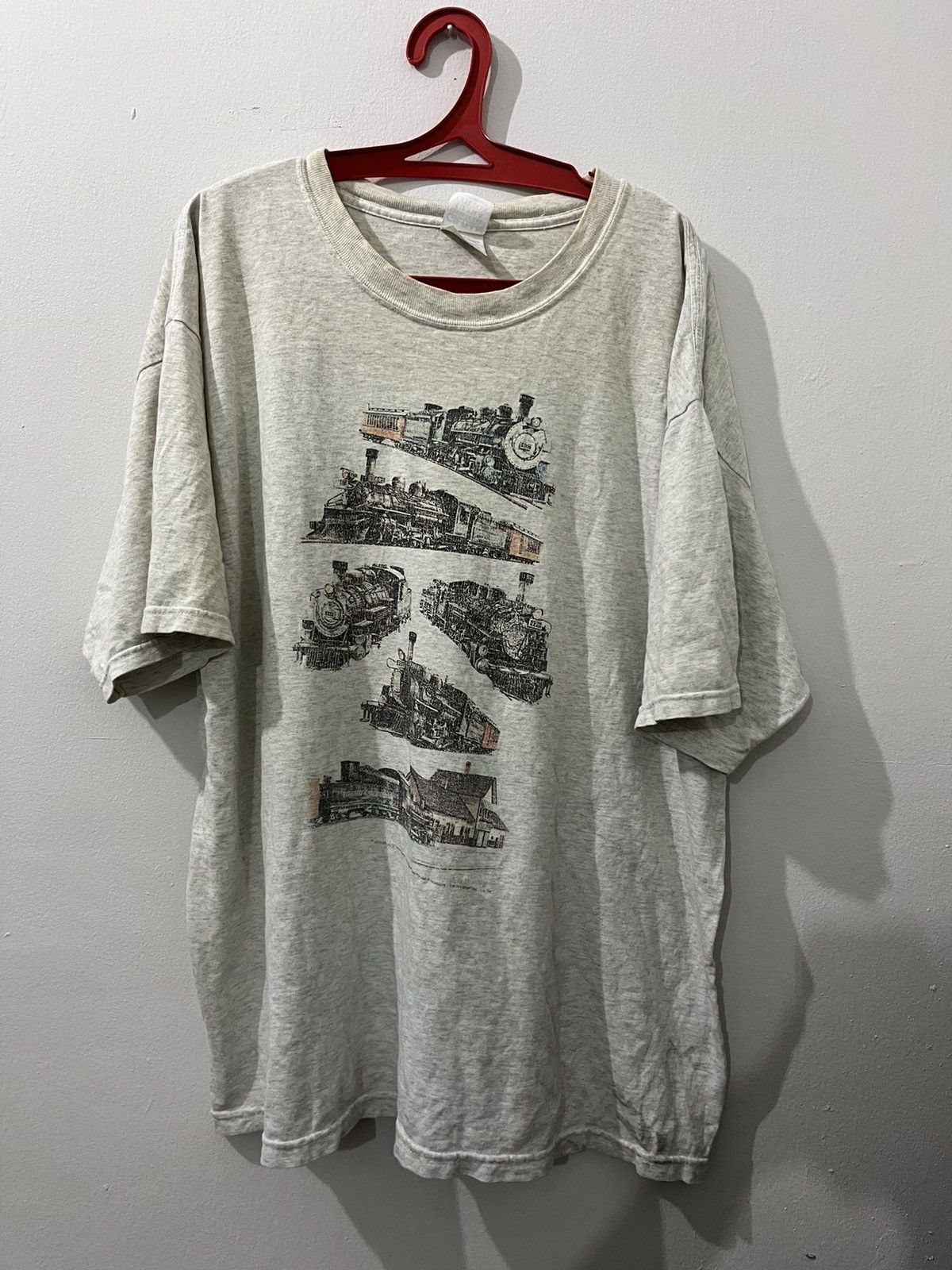 Vintage Vintage 90s Oversized Art Steampunk Train Photo Tee Size US XL / EU 56 / 4 - 2 Thumbnail
