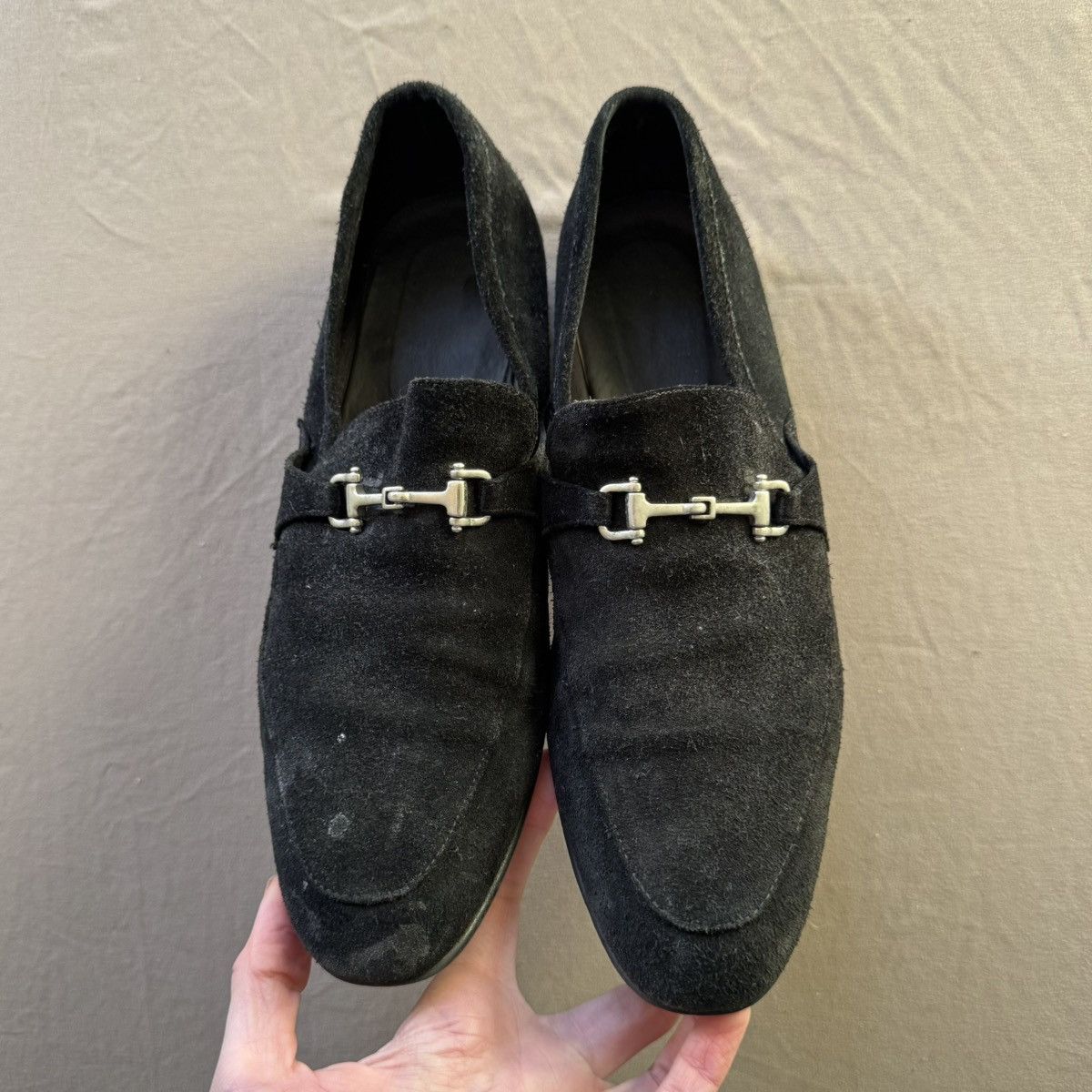 Designer European Suede Leather Buckle Loafers Size US 6 / EU 39 - 4 Thumbnail