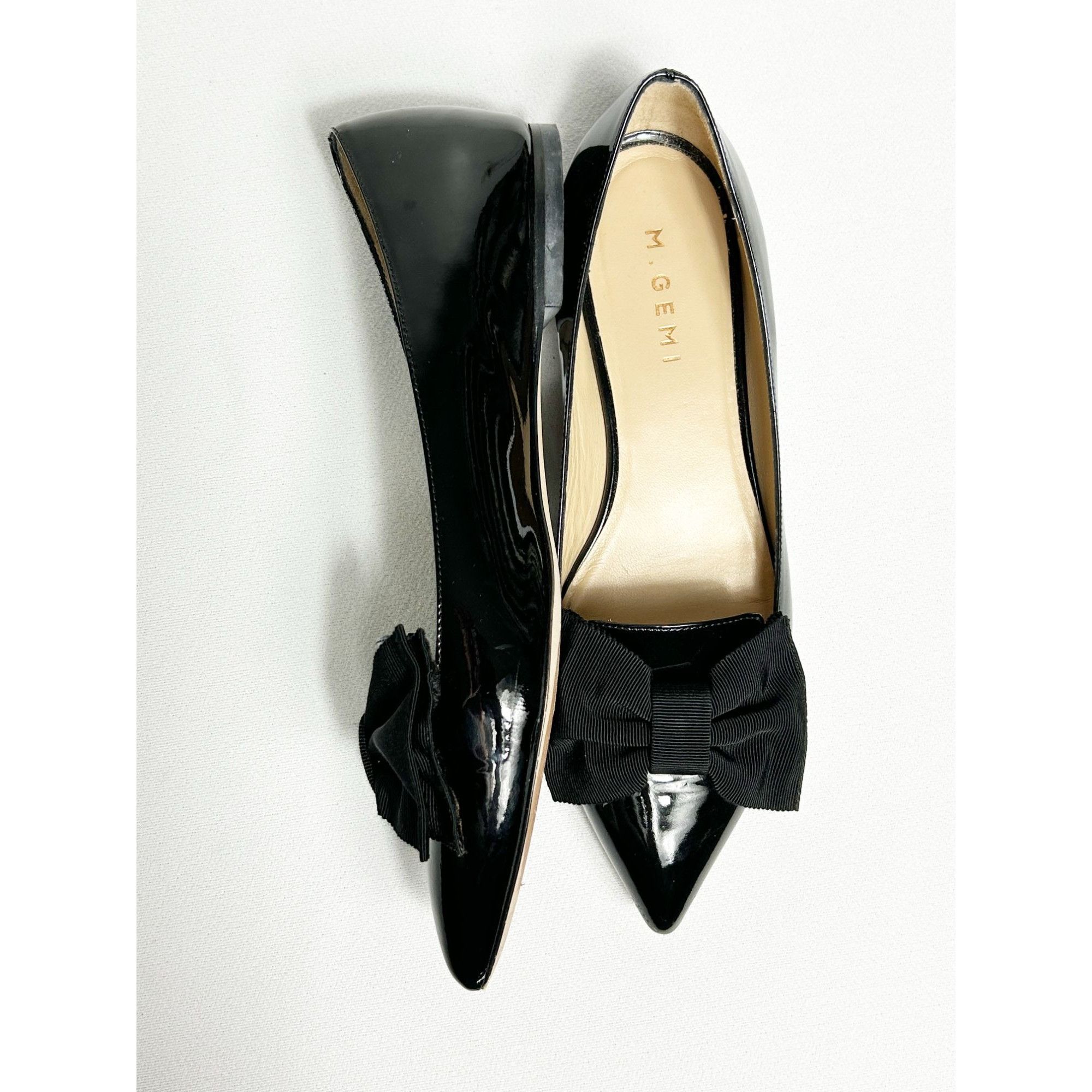 M.Gemi M. Gemi Patent Leather Pointed Toe Bow Flat in Black - Sz 40 Size US 10 / IT 40 - 1 Thumbnail