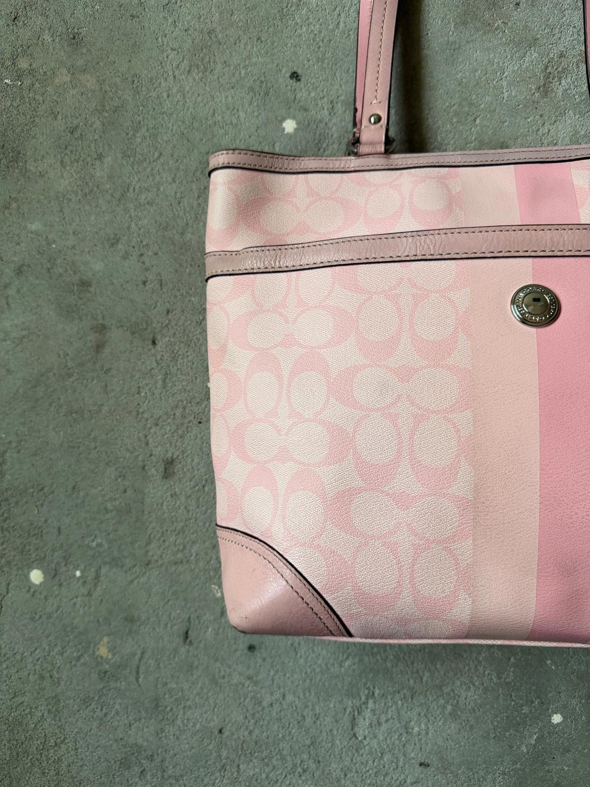 Coach Coach Signature Heritage Stripe Tote Bag Pink Size ONE SIZE - 2 Thumbnail