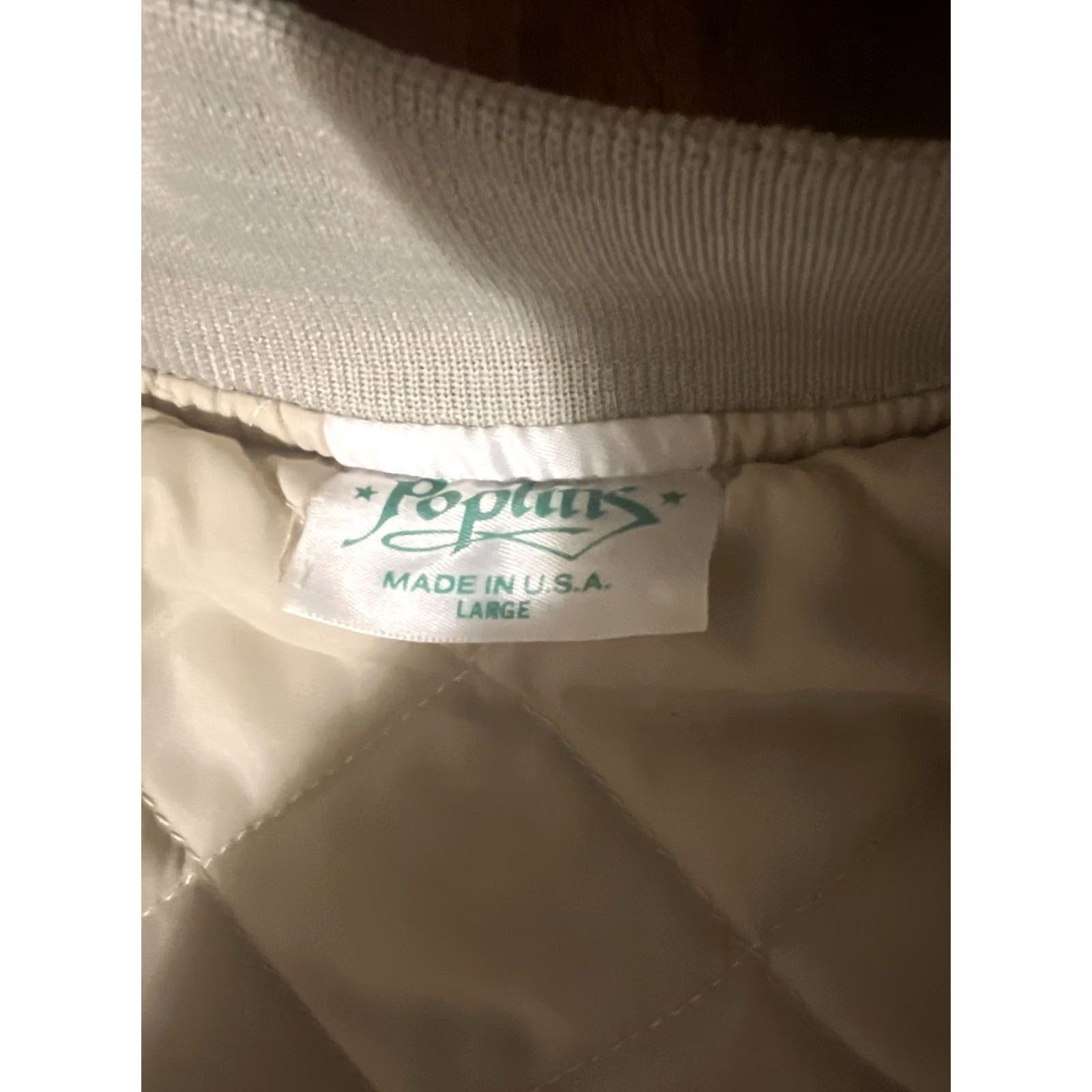 Vintage VINTAGE Poplins Made In USA Bomber Jacket Mens L Beige Solid 90s Mid-Length Full Zip Pockets All Seasons Cotton Outer Shell Cotton Blend Lining Size US L / EU 52-54 / 3 - 6 Thumbnail