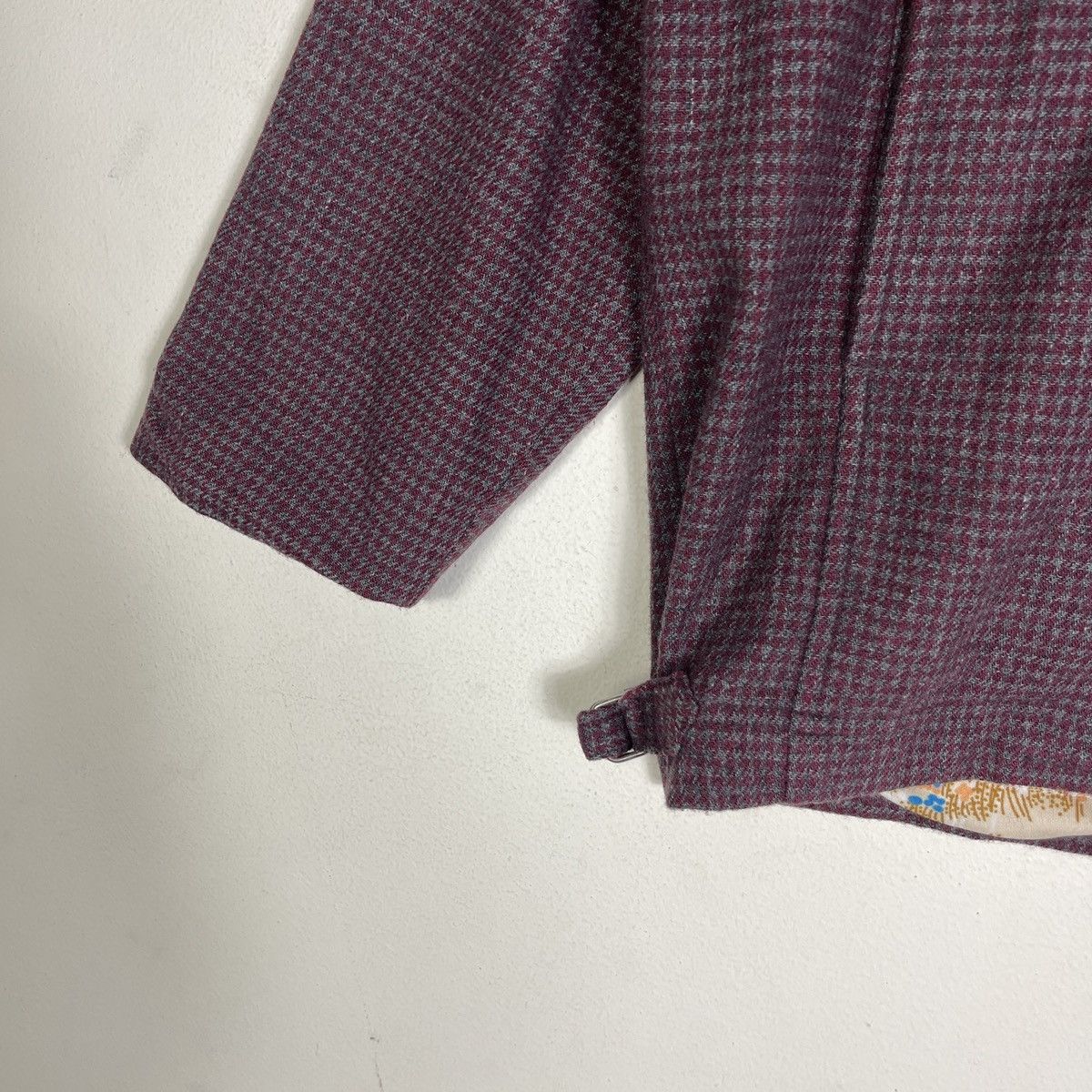 Vintage 🔥Burgundy🔥Vintage Modern Top Houndstooth Boxy Blouson Jacket Size US M / EU 48-50 / 2 - 7 Thumbnail