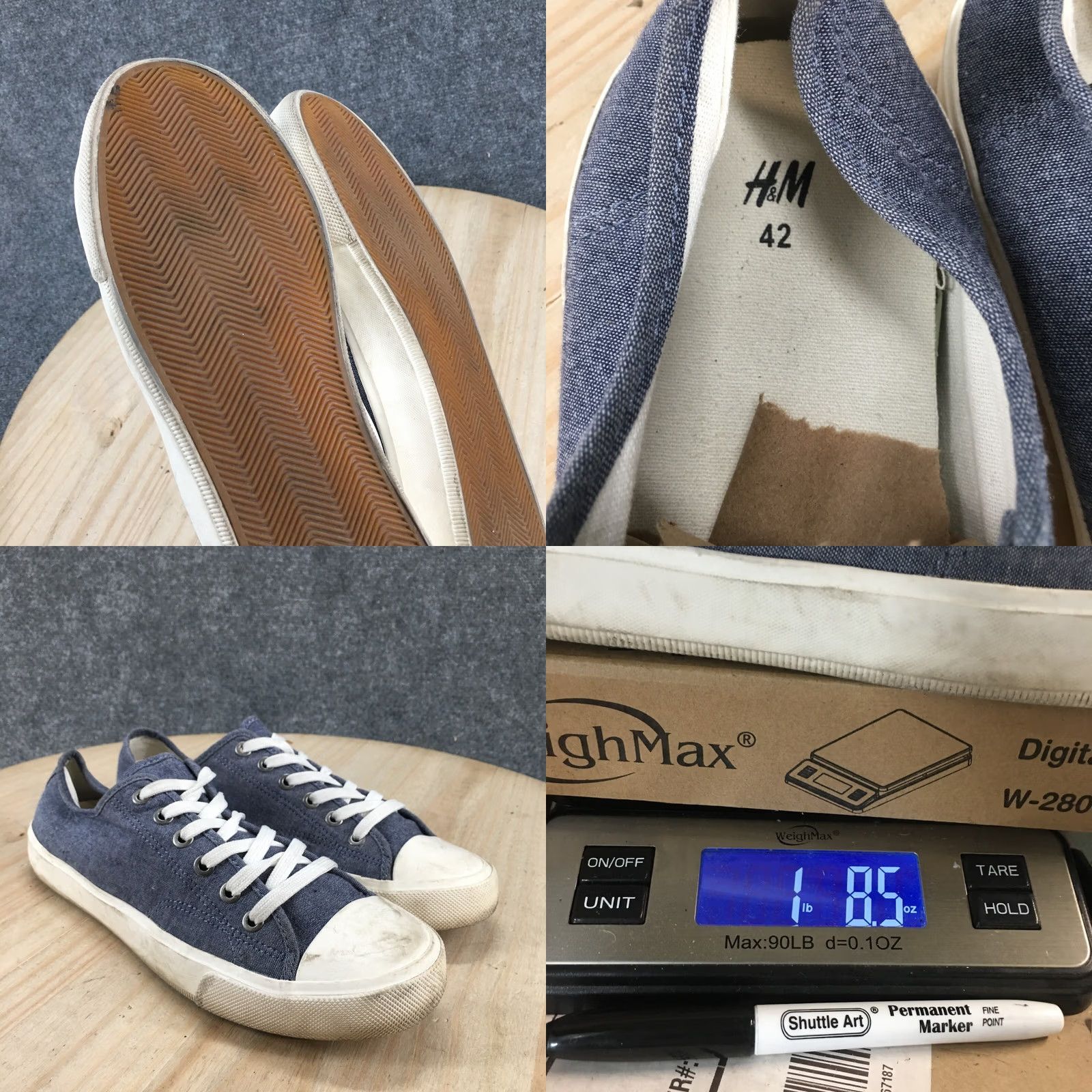 H&M H&M Shoes Womens 42 Casual Comfort Low Top Sneakers Blue Denim Lace Up Flats Shoes Width M, Breathable, Comfortable, Casual Walking Size L / US 10 / IT 46 - 10 Thumbnail