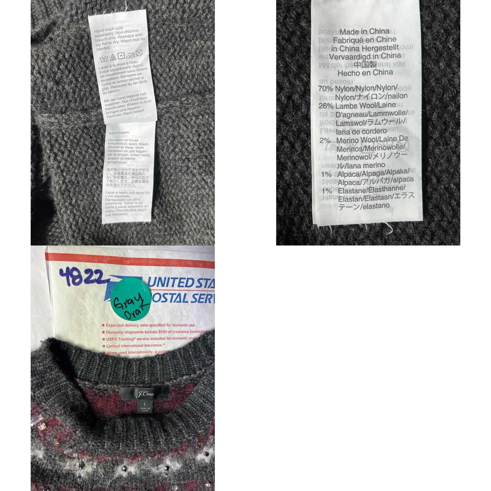 J.Crew J Crew Women’s Sweater Size Medium Dark Gray Womens Size M / US 6-8 / IT 42-44 - 8 Thumbnail