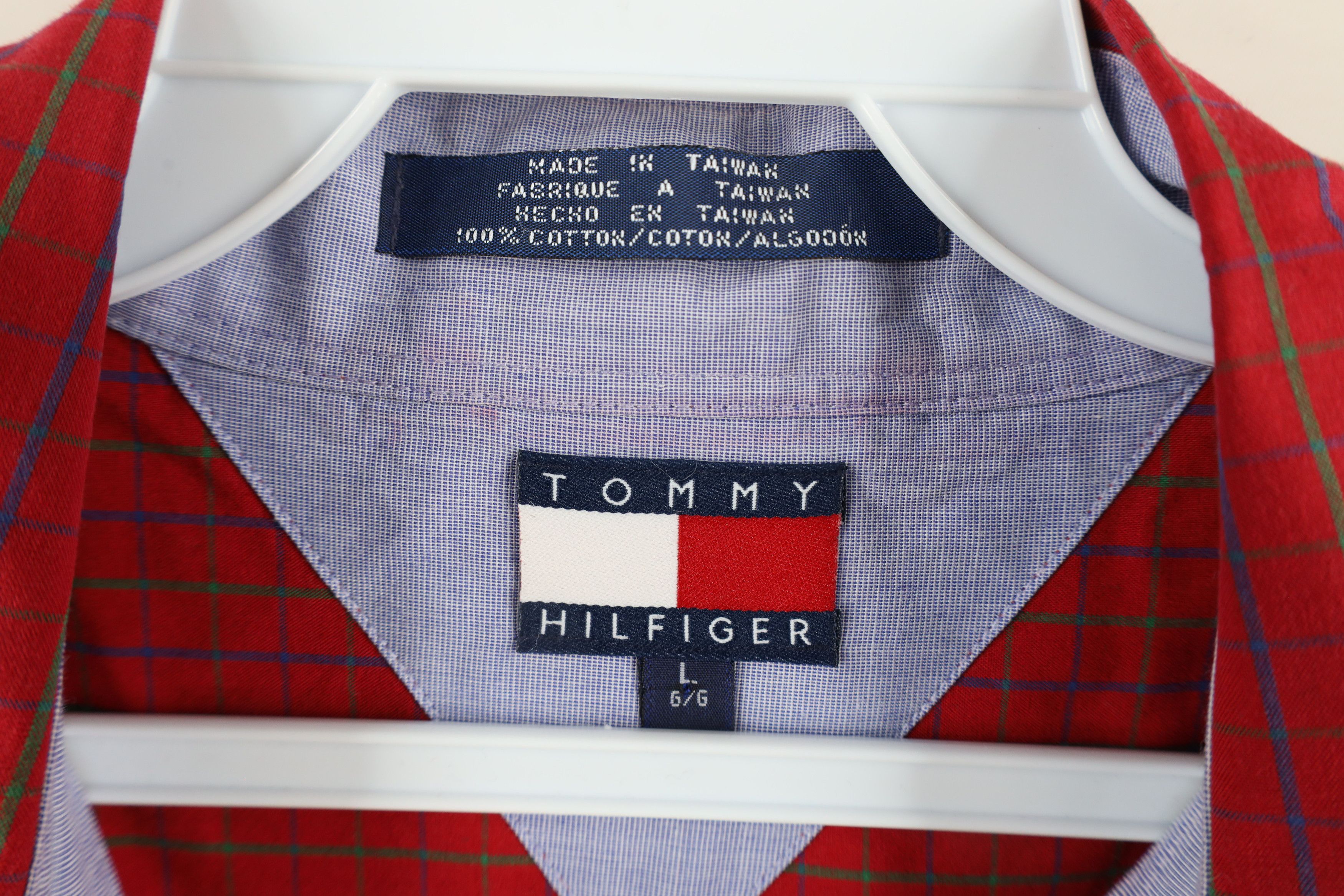 Tommy Hilfiger × Vintage Vintage 90s Tommy Hilfiger Collared Button Down Shirt Plaid Size US L / EU 52-54 / 3 - 6 Thumbnail