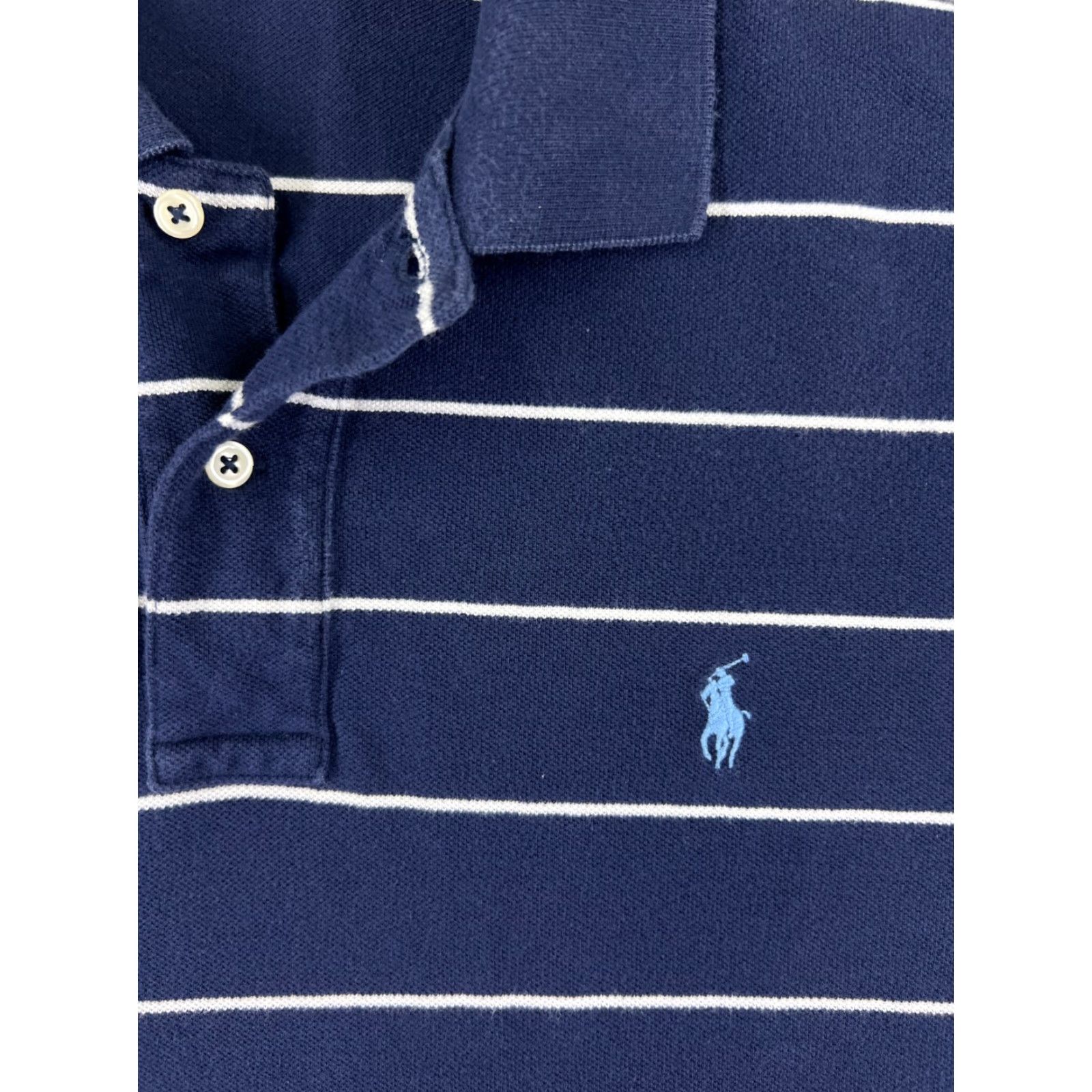 Ralph Lauren VINTAGE Ralph Lauren Polo Shirt Men 2XL Blue Stripe 100% Cotton Knit Polo Shirt Mens Regular Blue Stripe 2XL Size US XXL / EU 58 / 5 - 6 Thumbnail